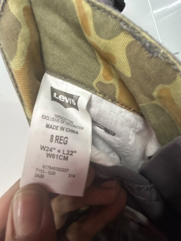 Levi’s Boys Cargo Pants Size 8 REG W24 L22 Grey Brown Twill Camo Waistband