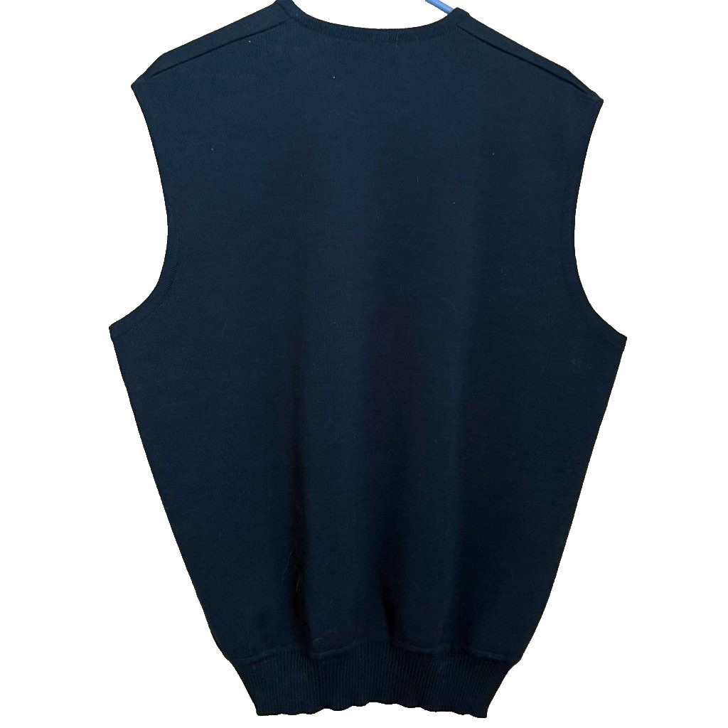 Vtg St Croix Black V-Neck Sweater Vest L Wool Quiet Luxury Preppy Old Money FLAW