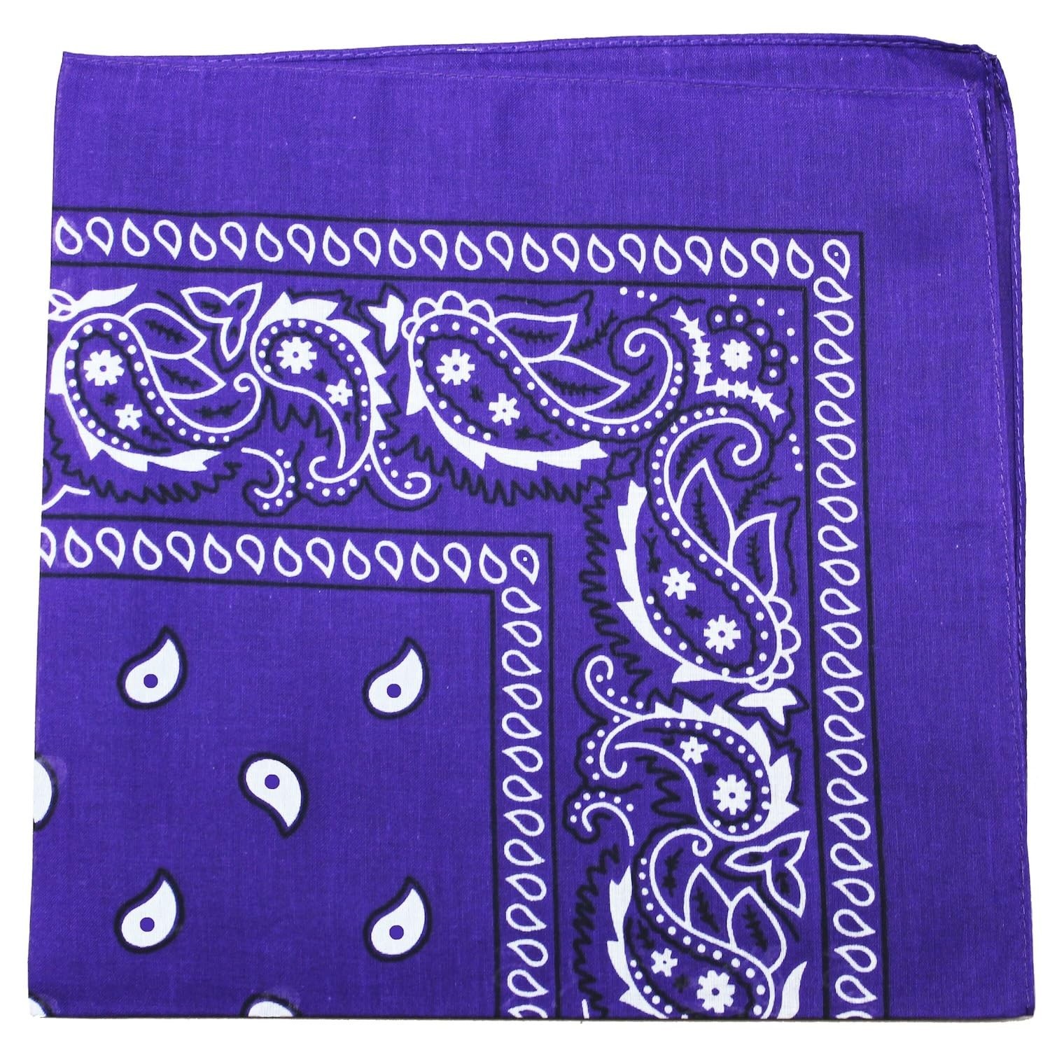 Balec Pack of 6 X-Large Paisley Cotton Printed Bandana – 27 x 27 inches Purple