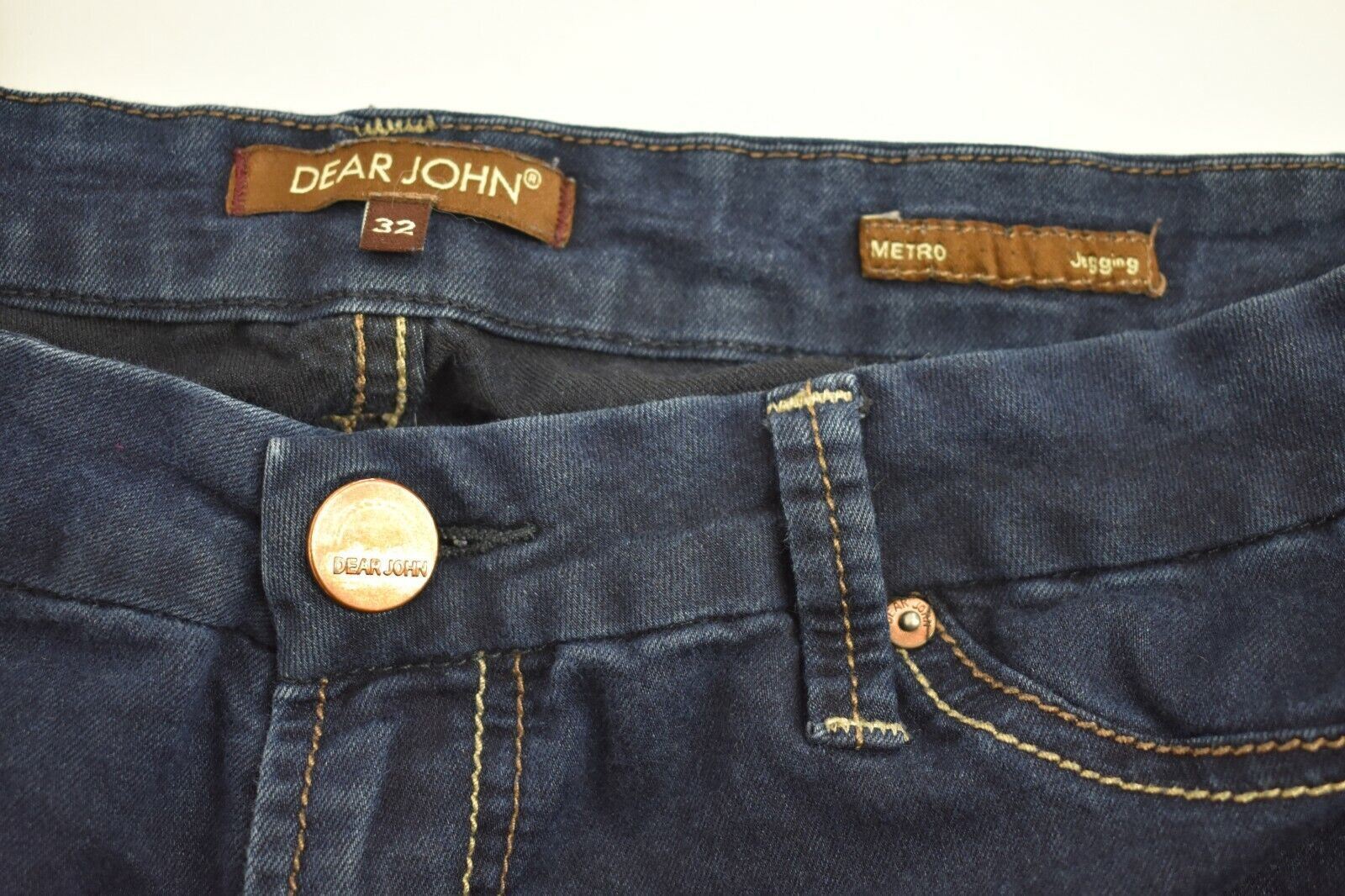 Dear John Womens Dark Denim Jeans Zip Fly Metro Jegging Cotton Stretch Sz 32