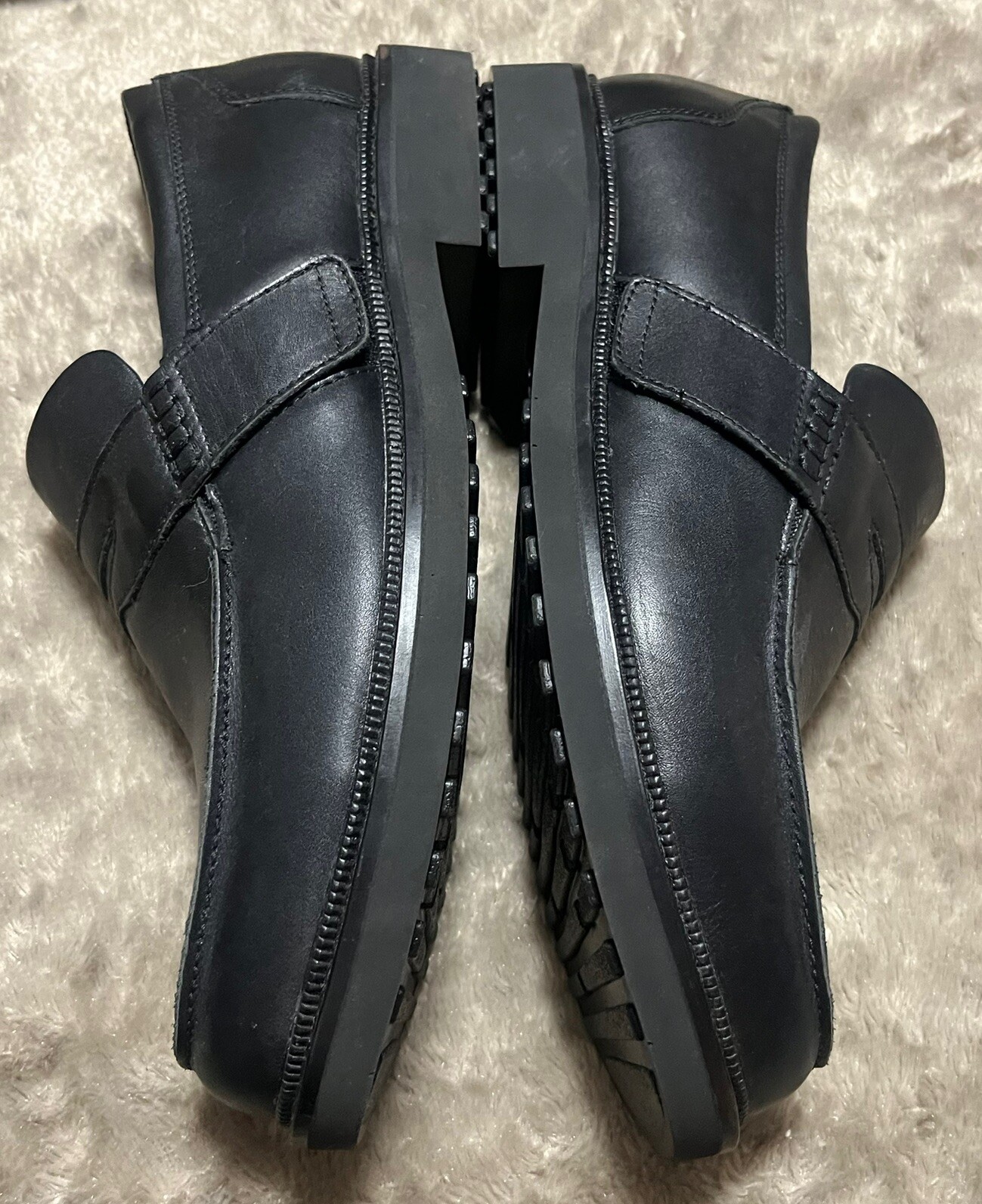 Apex Lexington Slip On Black Leather Comfort Loafers Shoes LT200M Mens11 Wide