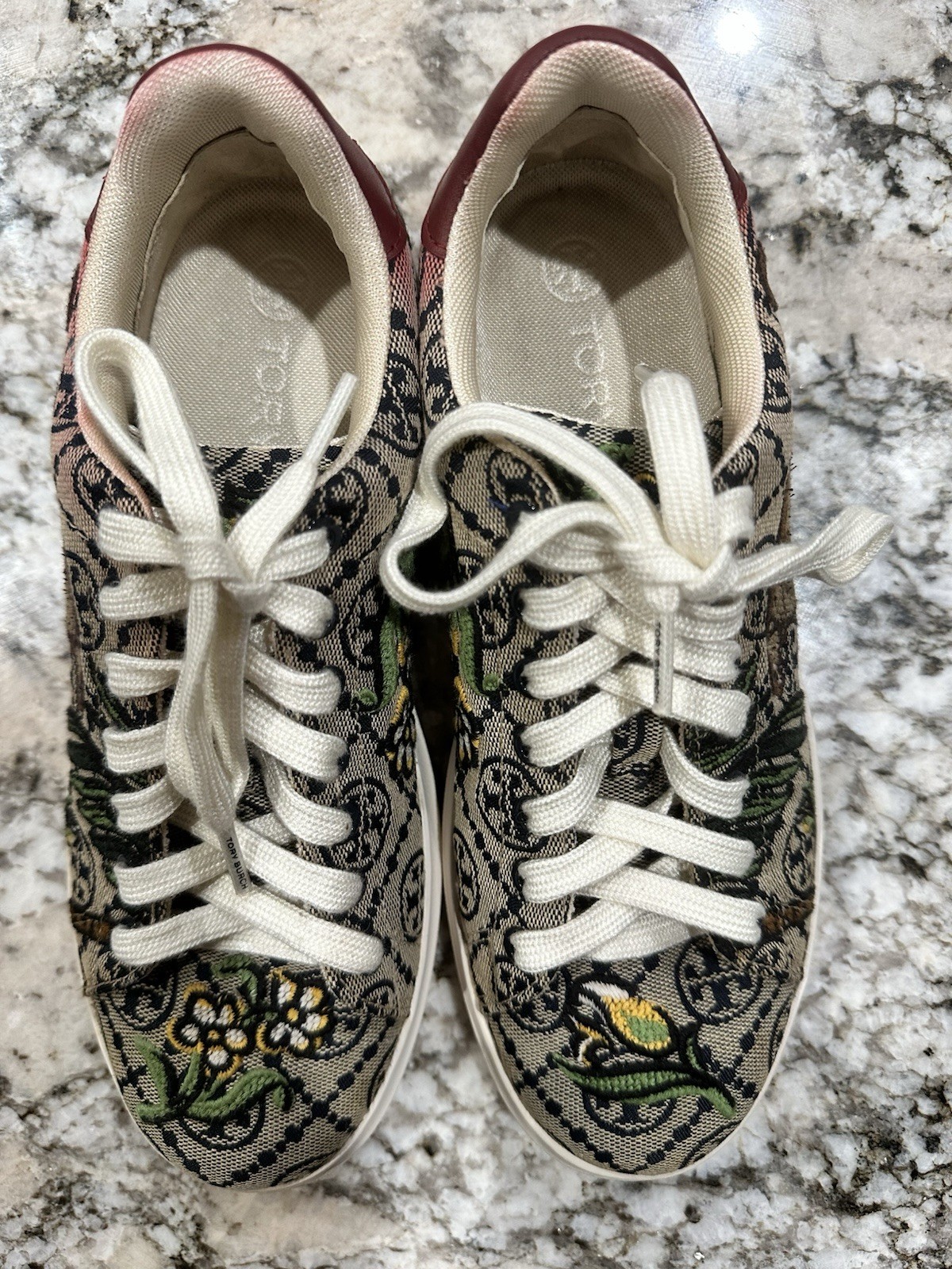 Tory Burch Howell T Monogram Jacquard Embroidered Cheetah Sneakers Women’s 7.5M
