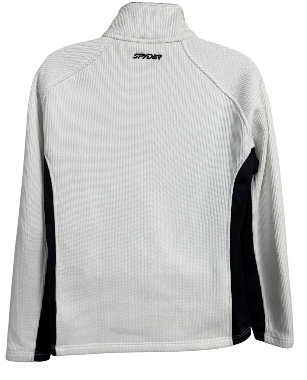 Spyder Mens Large Core Sweater Half Zip Pullover Waffle Knit White Black Outdoor