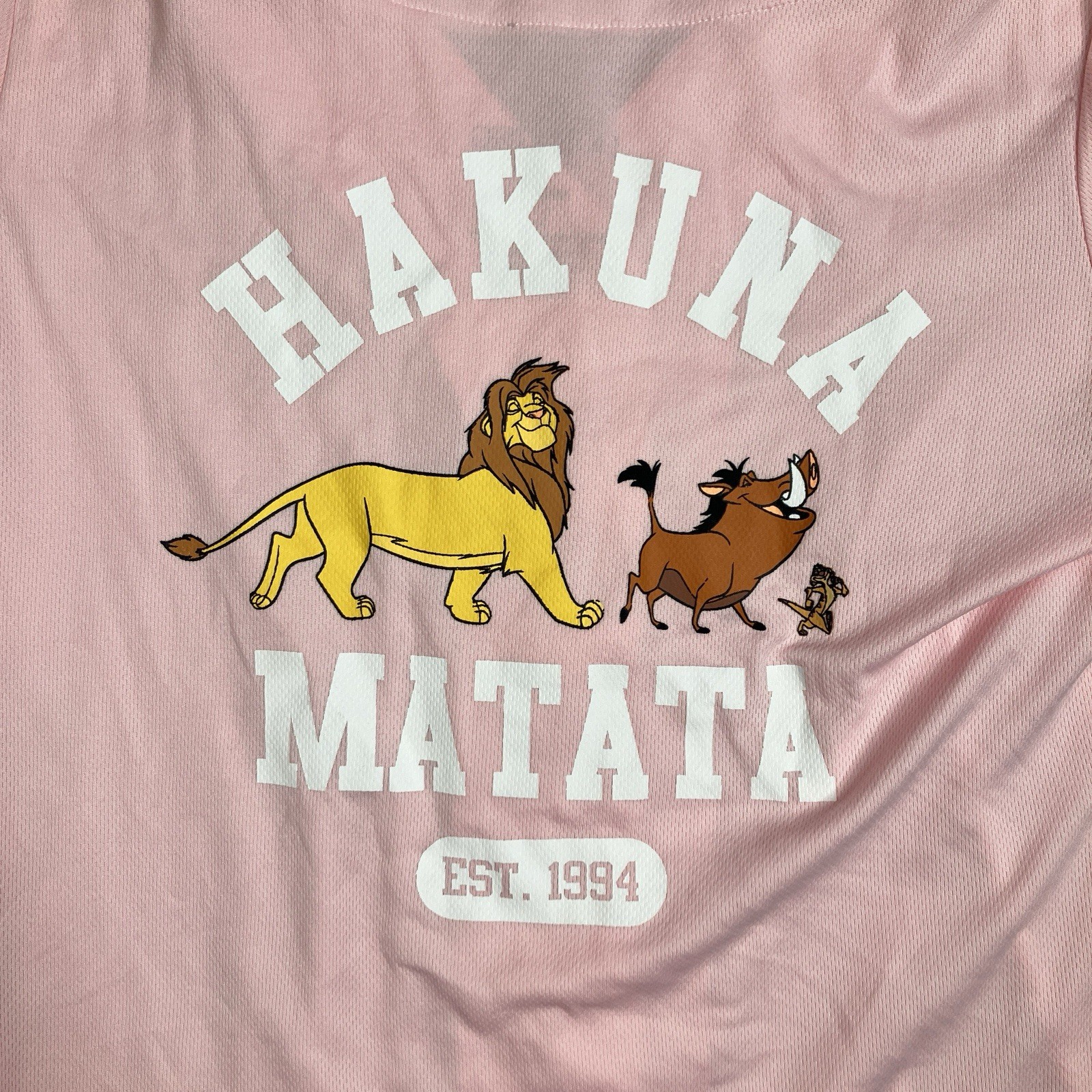 Disney Lion King Baseball Jersey Womens L Pink Button Front Hakuna Matata Shirt