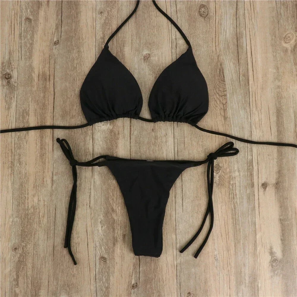 New Sexy Mini Bikini Shiny Women Brazilian G-String Set Thong Swimwear Swimsuits