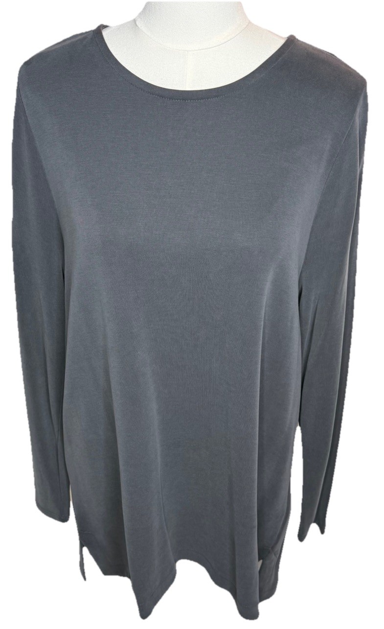 Soft Surroundings Well Being Top Large Charcoal Grey Long Sleeve Tunic NWT