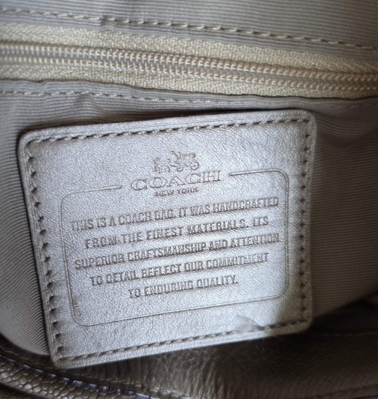 Coach Phoebe Champagne Metallic Pebbled Leather Hobo Shoulder Bag Studded