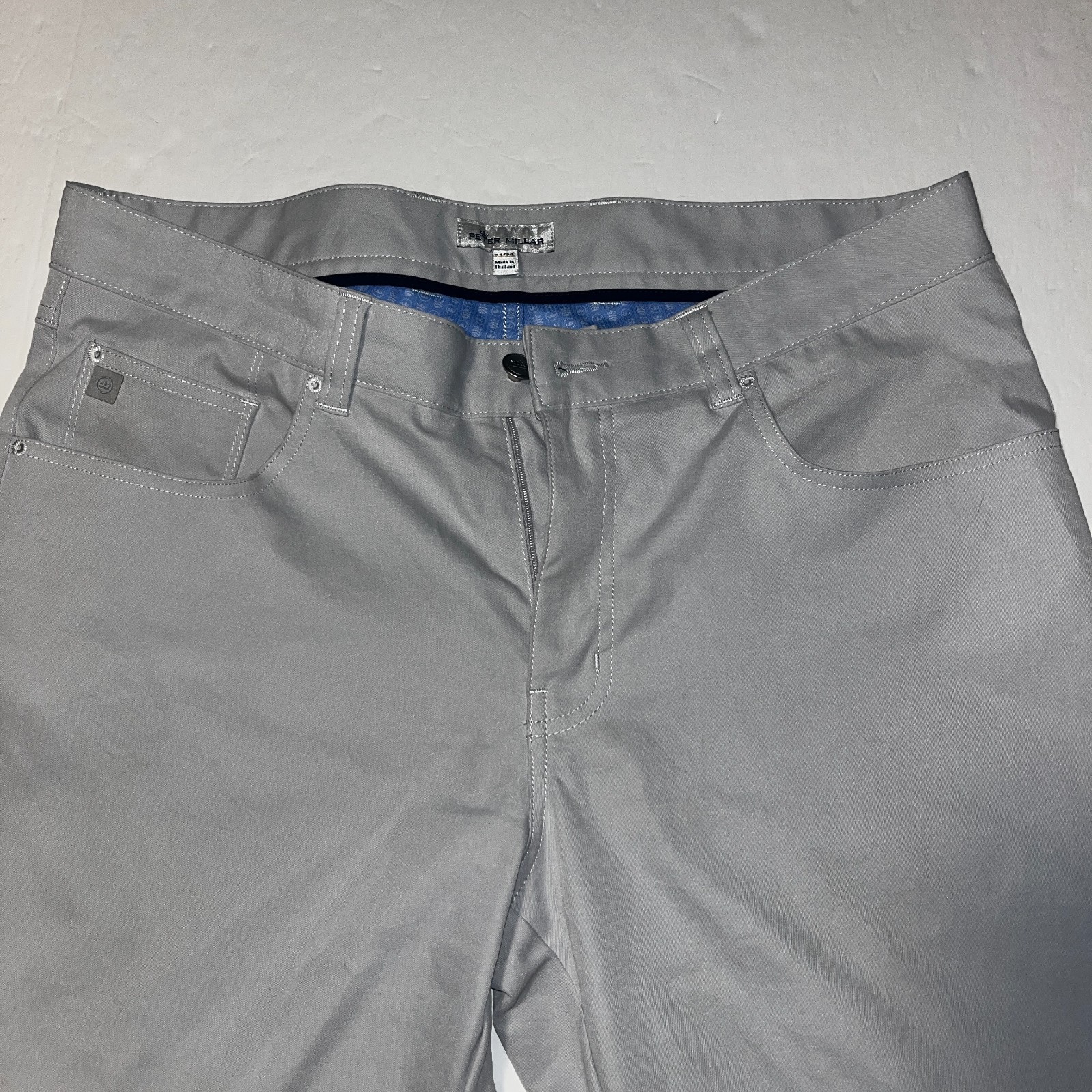 Peter Millar men’s light gray slim fit men’s chino pants 34×34