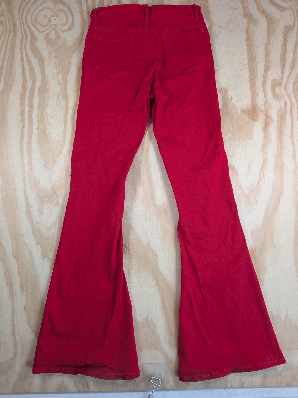 Edikted Engine Red Lace Up Flare Jeans Y2K Style Size M Grommet Tie Detail