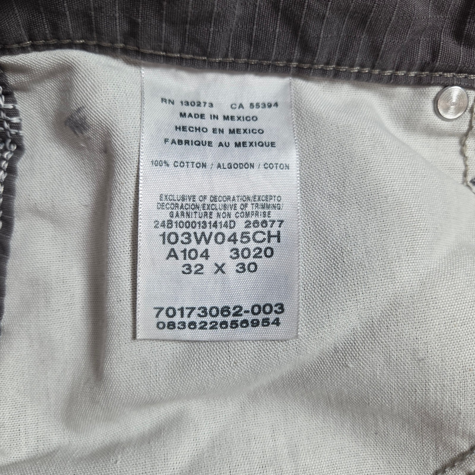 Wrangler Riggs Workwear Mens Ripstop Work Pants 32×30 Gray Utility Cotton