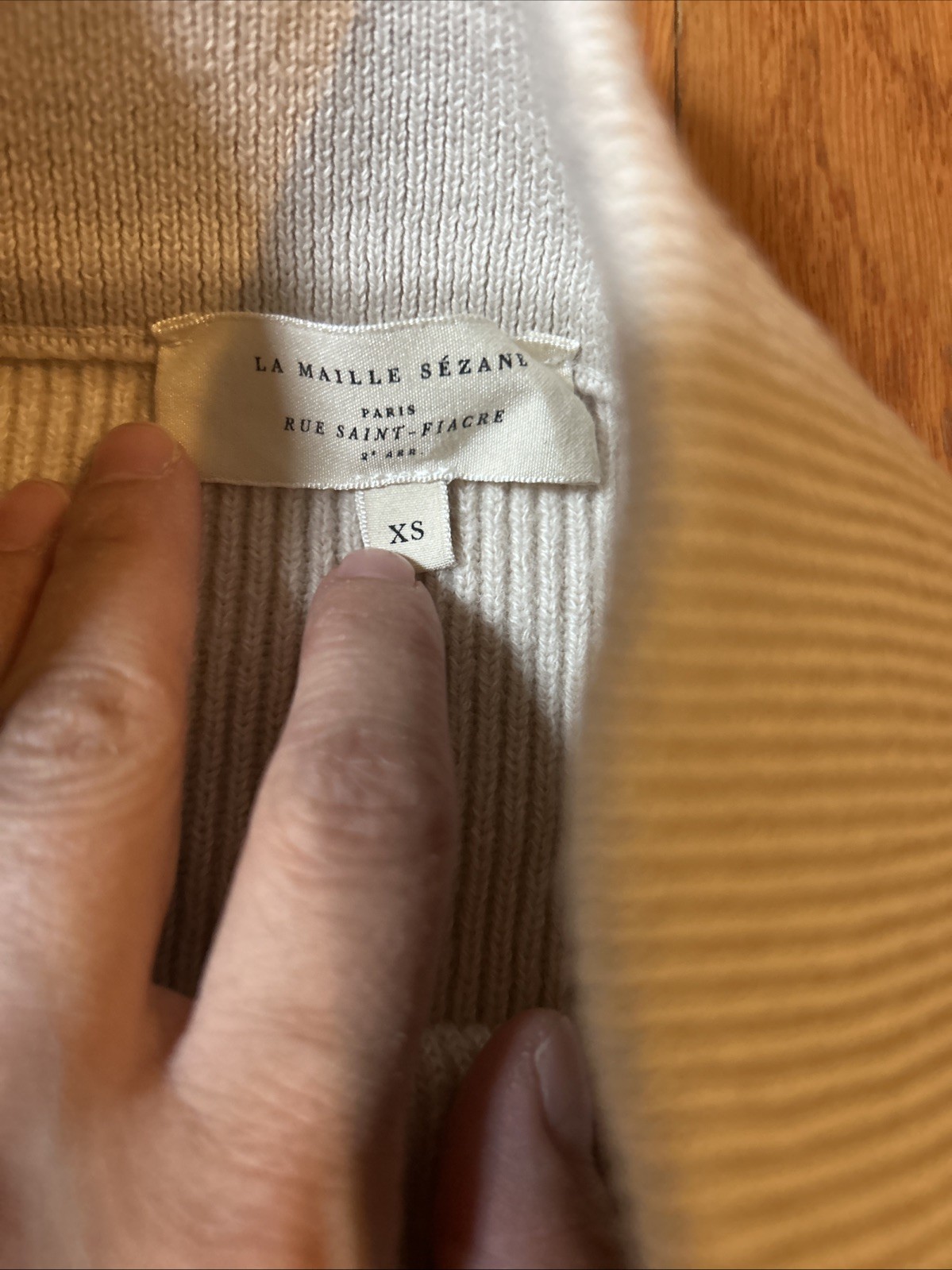 NWT Sezane Naelle in Natural Ribbed Merino Wool Cotton Midi Sweater Skirt XS