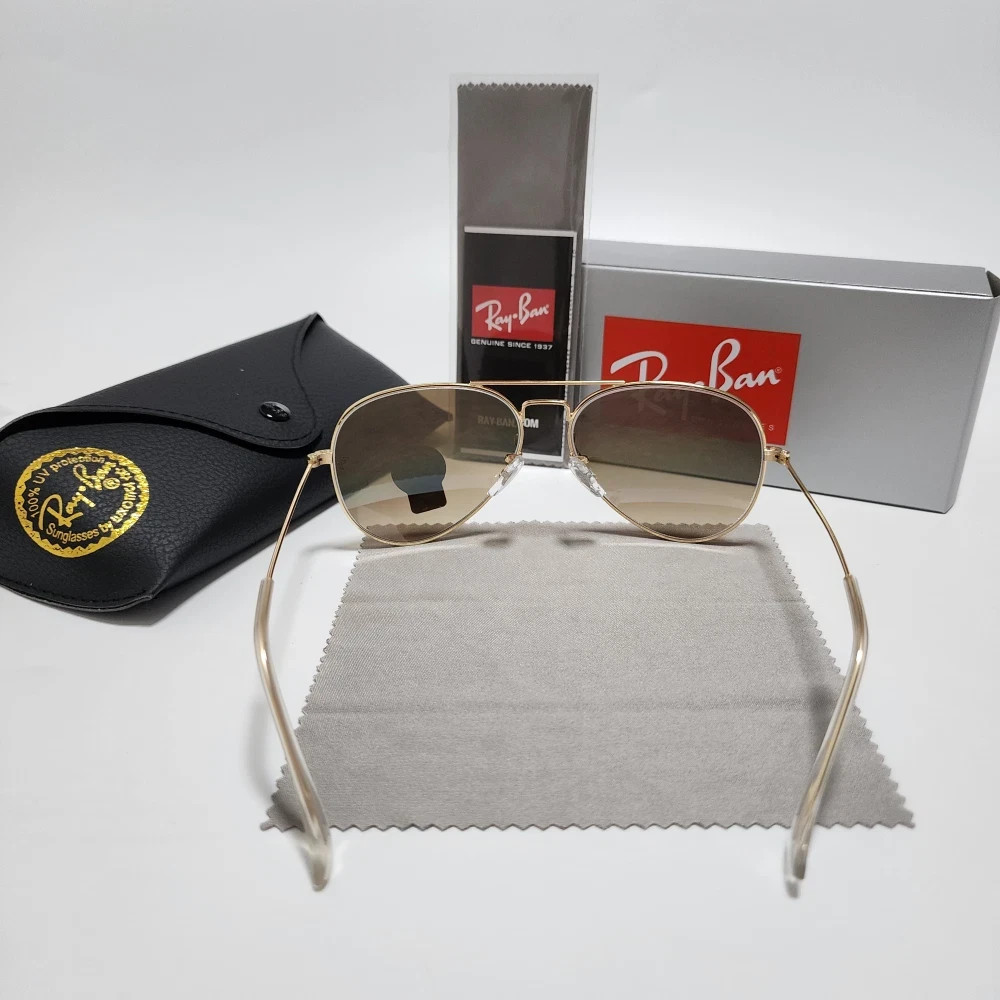 Ray-Ban RB3025 Aviator Pilot Sunglasses 58mm Gold Frame Gradient Brown Lenses
