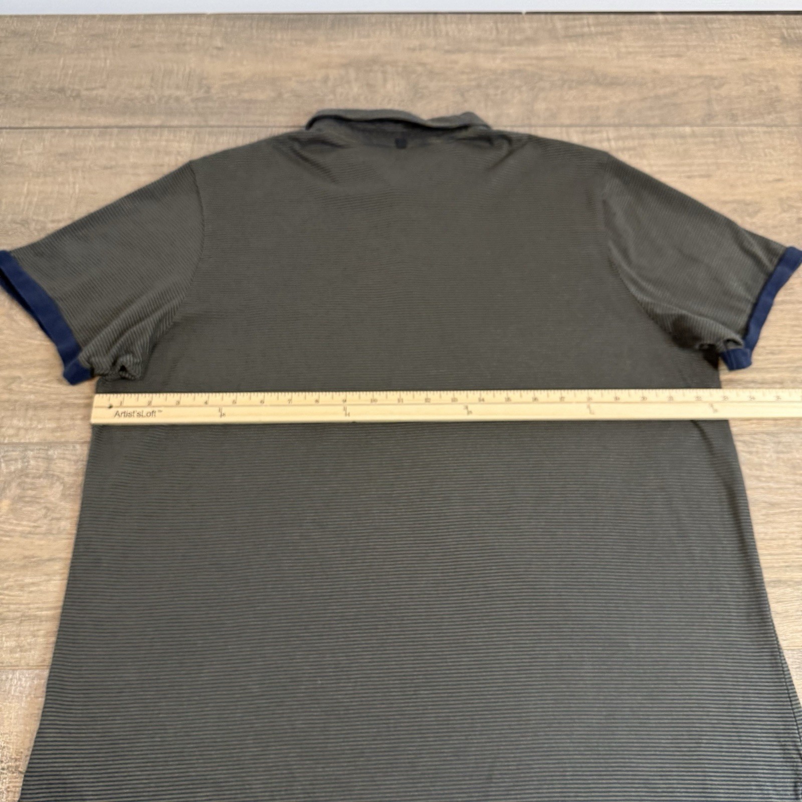 Outerknown Mens Pocket Polo Shirt Size (XL) Organic Cotton Striped Dark Gray B7