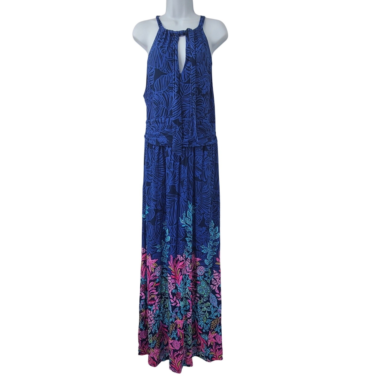 Lilly Pulitzer Orla Maxi Dress Aegean Navy Calypso Coast XL Resort wear Vacay