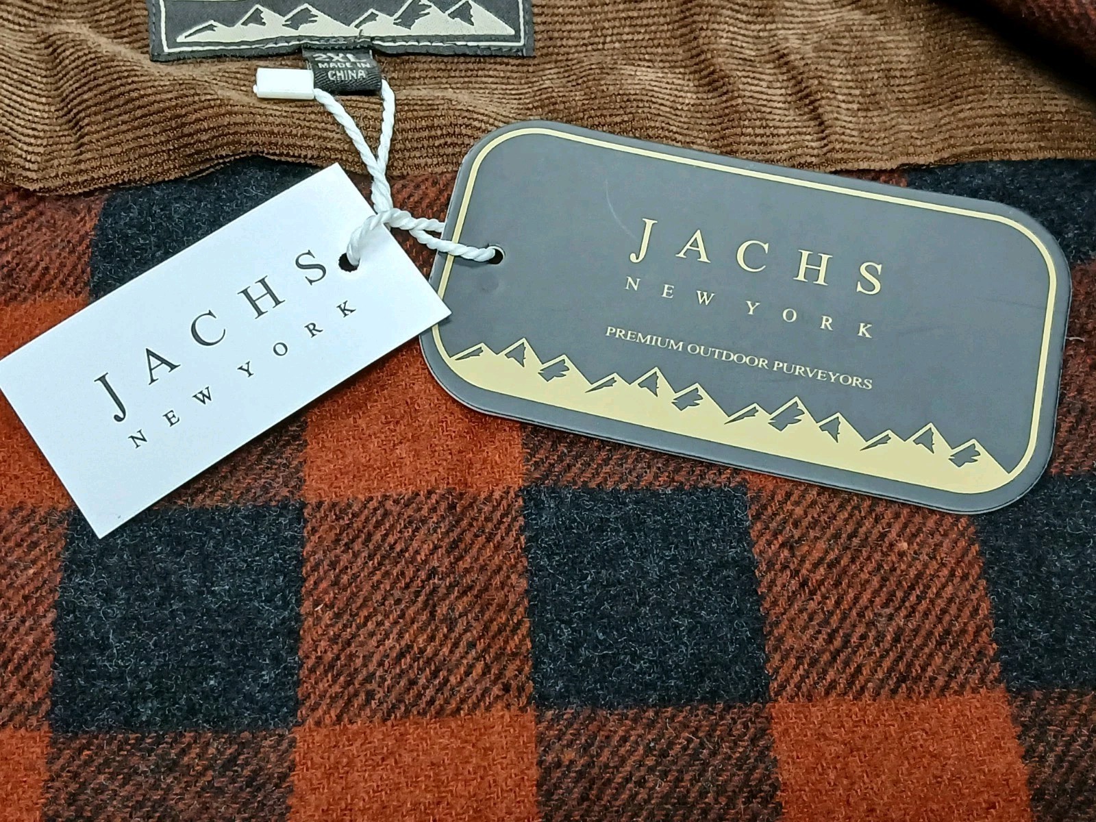 Jachs New York Men’s 2XL Flannel Shirt Jacket Red Black Plaid Wool Blend NWT