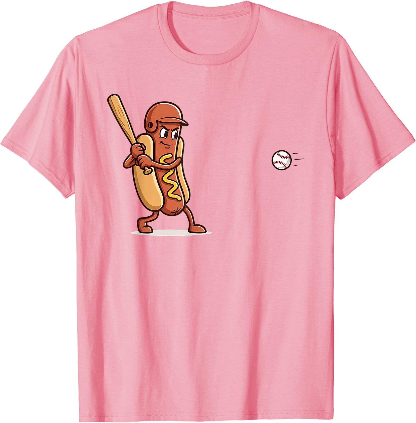 Dingers and Dogs Funny Hotdog Baseball Player Cartoon Sports T-Shirt