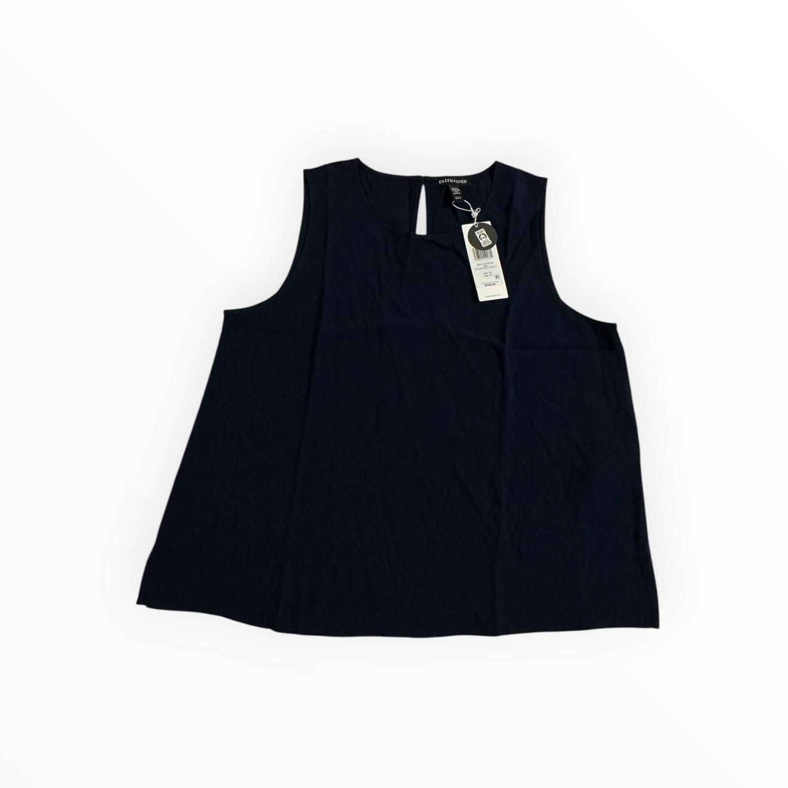 Eileen Fisher Silk Shell Blouse Navy Sleeveless Round Neck Top Women’s S NWT
