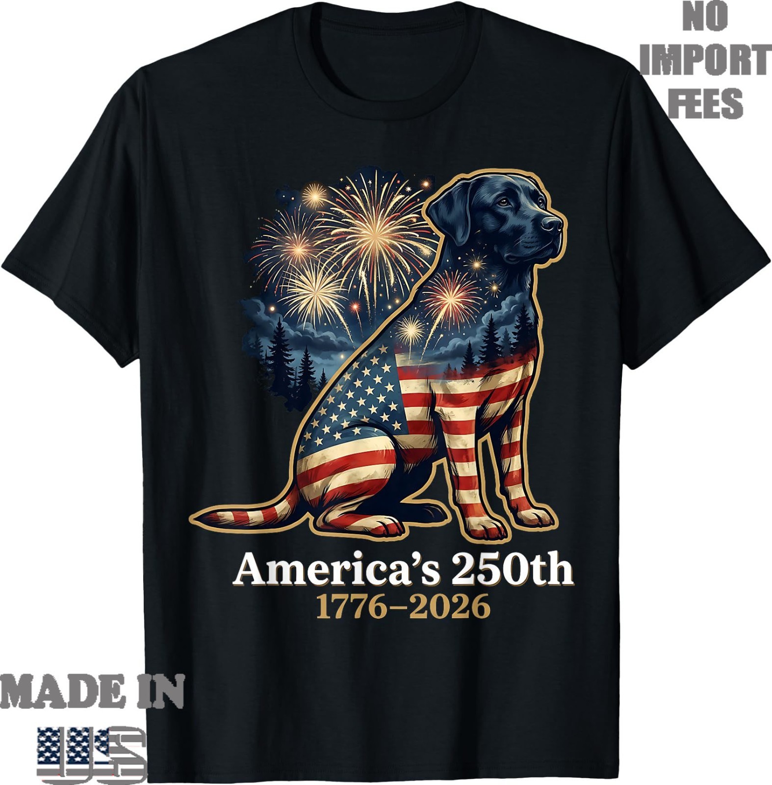 Labrador Retriever America’s 250th Anniversary 1776 2026 T-Shirt, Unisex Tee