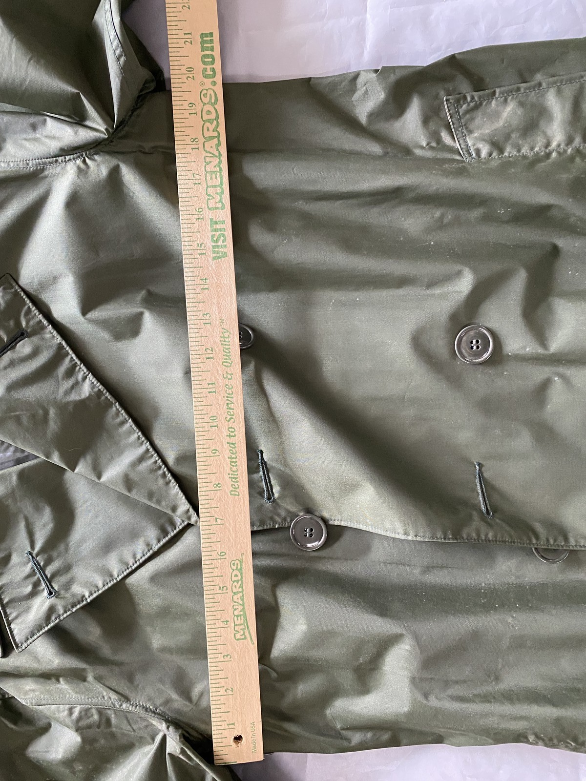 Vintage Military Blauer Raincoat Mens Green Nylon Rubber Coated Jacket Vietnam