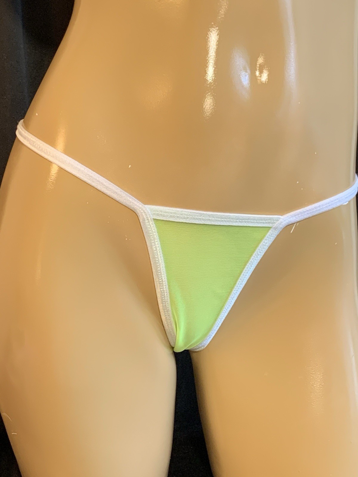 Thong Sheer Neon Yellow White Custom Made In USA XS All Sizes In My eBay Store