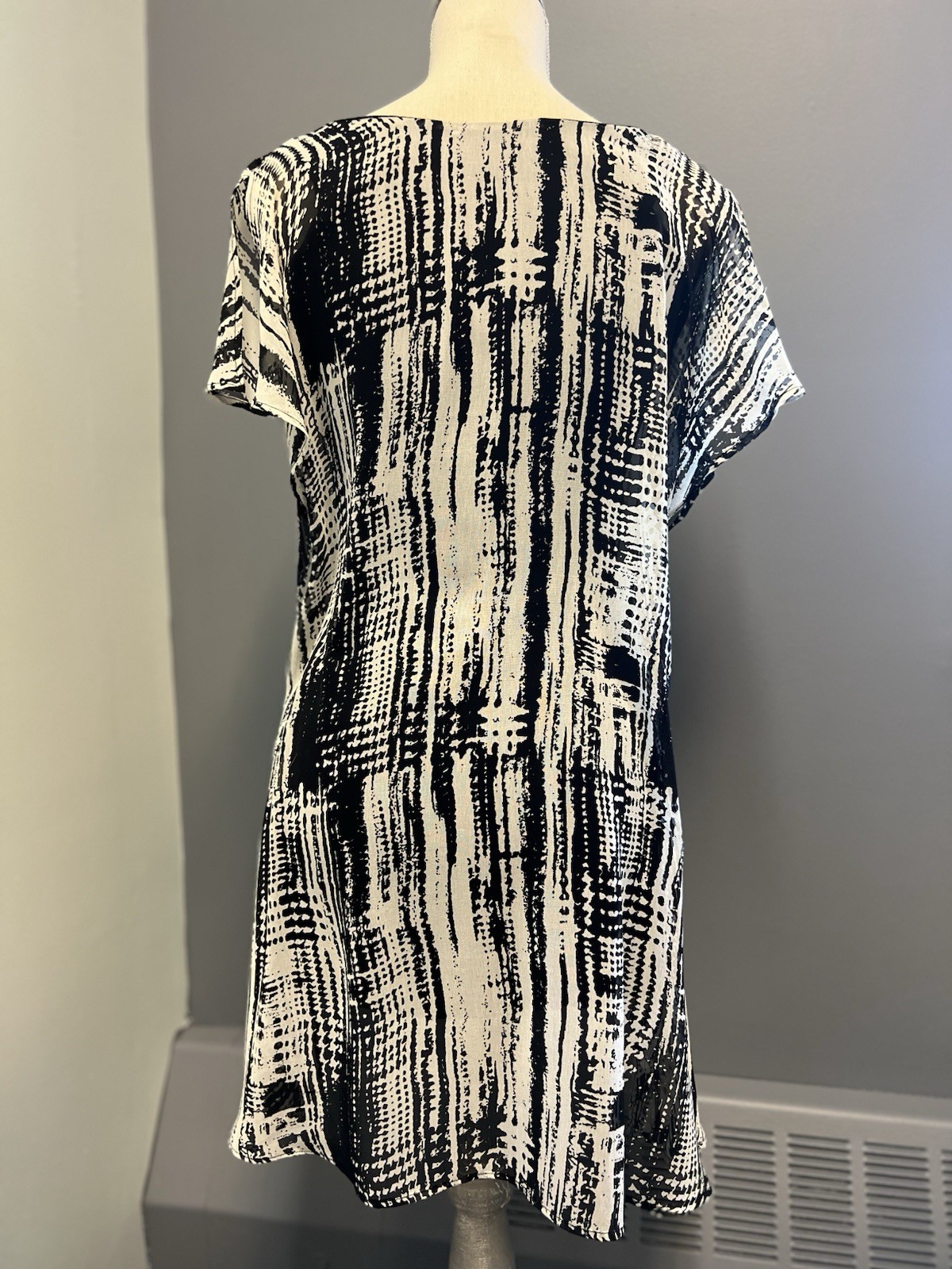 Mango Tango Black White Print Boutique Tunic M
