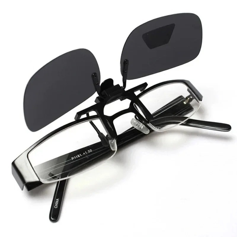 4 Color Grey Lenses Polarized Sunglasses Clip on Flip up UV 380 Driving Fishing