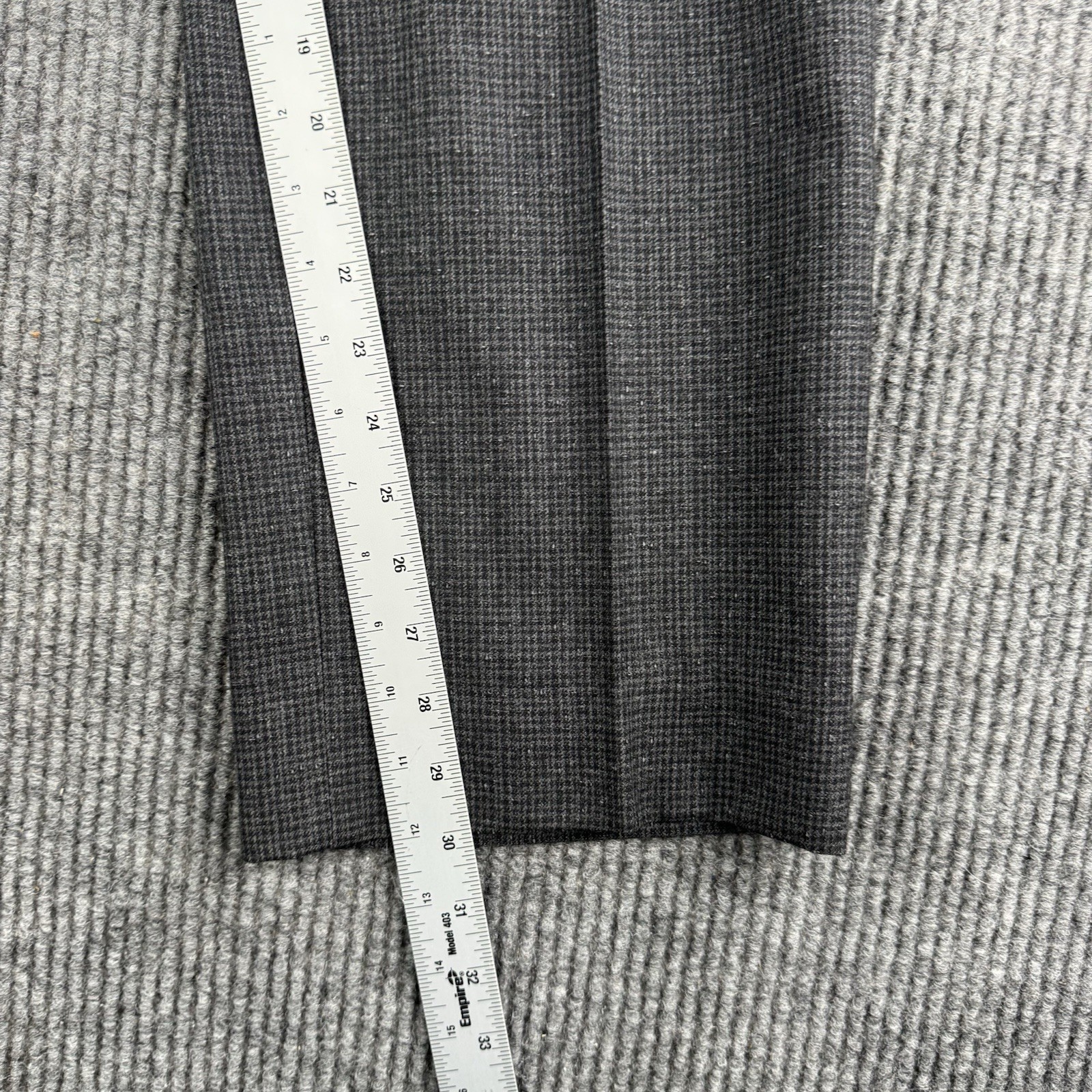Vintage Pierre Cardin Suit 40 Gray Wool Nailhead Double Breasted Pleated 28×30