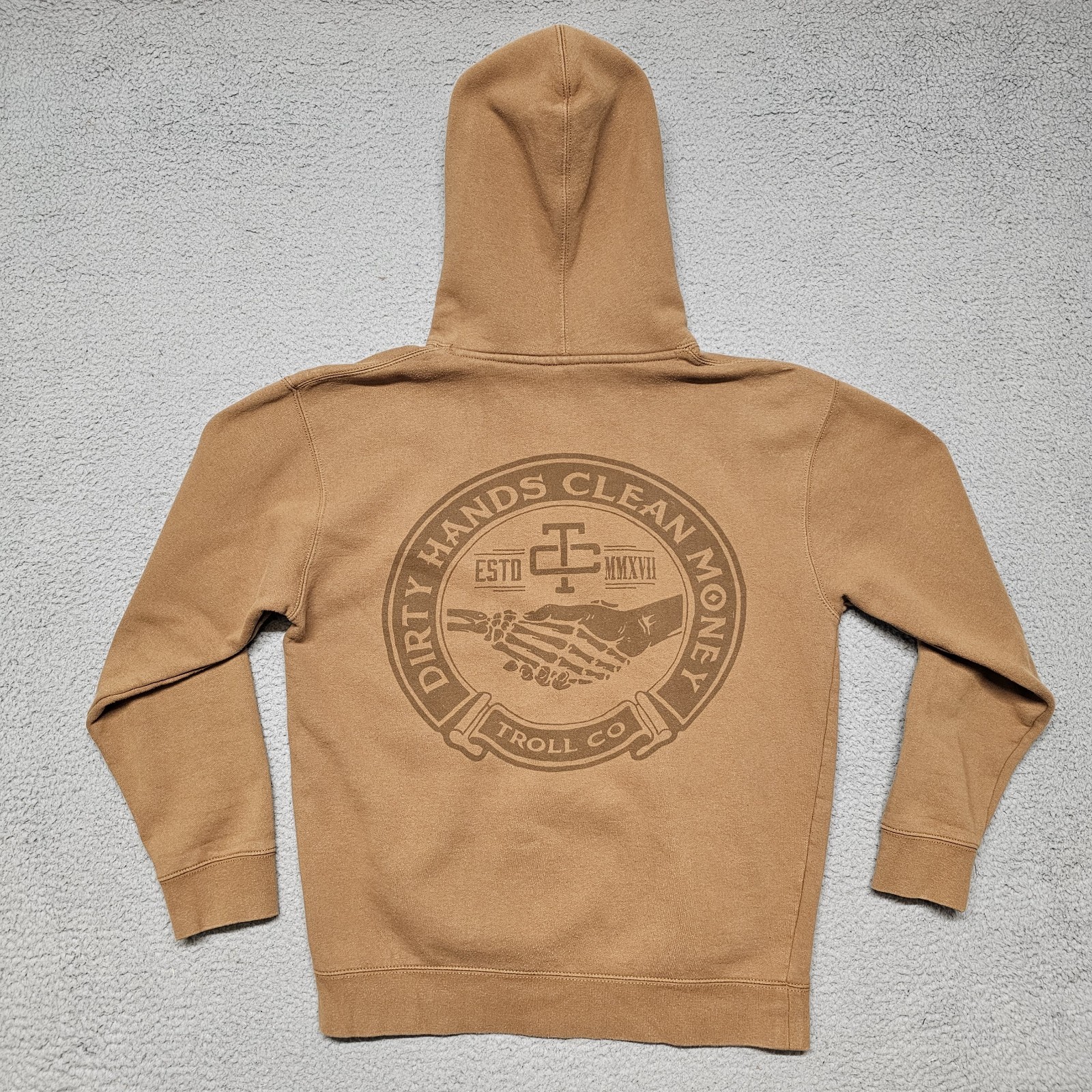 Troll Co Hoodie Mens Medium Pullover Sweatshirt Dirty Hands Clean Money Graphic