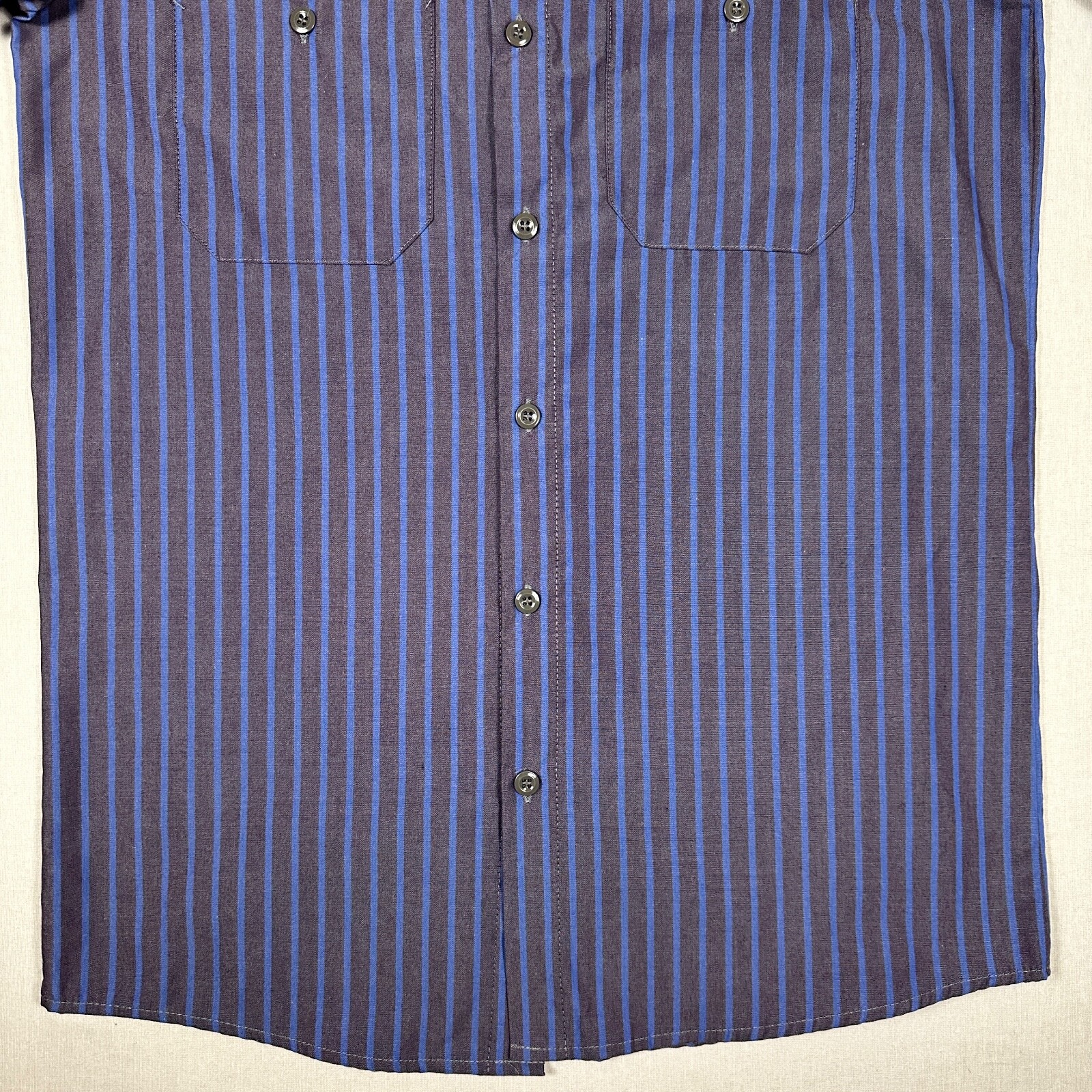 Red Kap UEI Men’s Work Shirt Short Sleeve Industrial Stripe Button Front