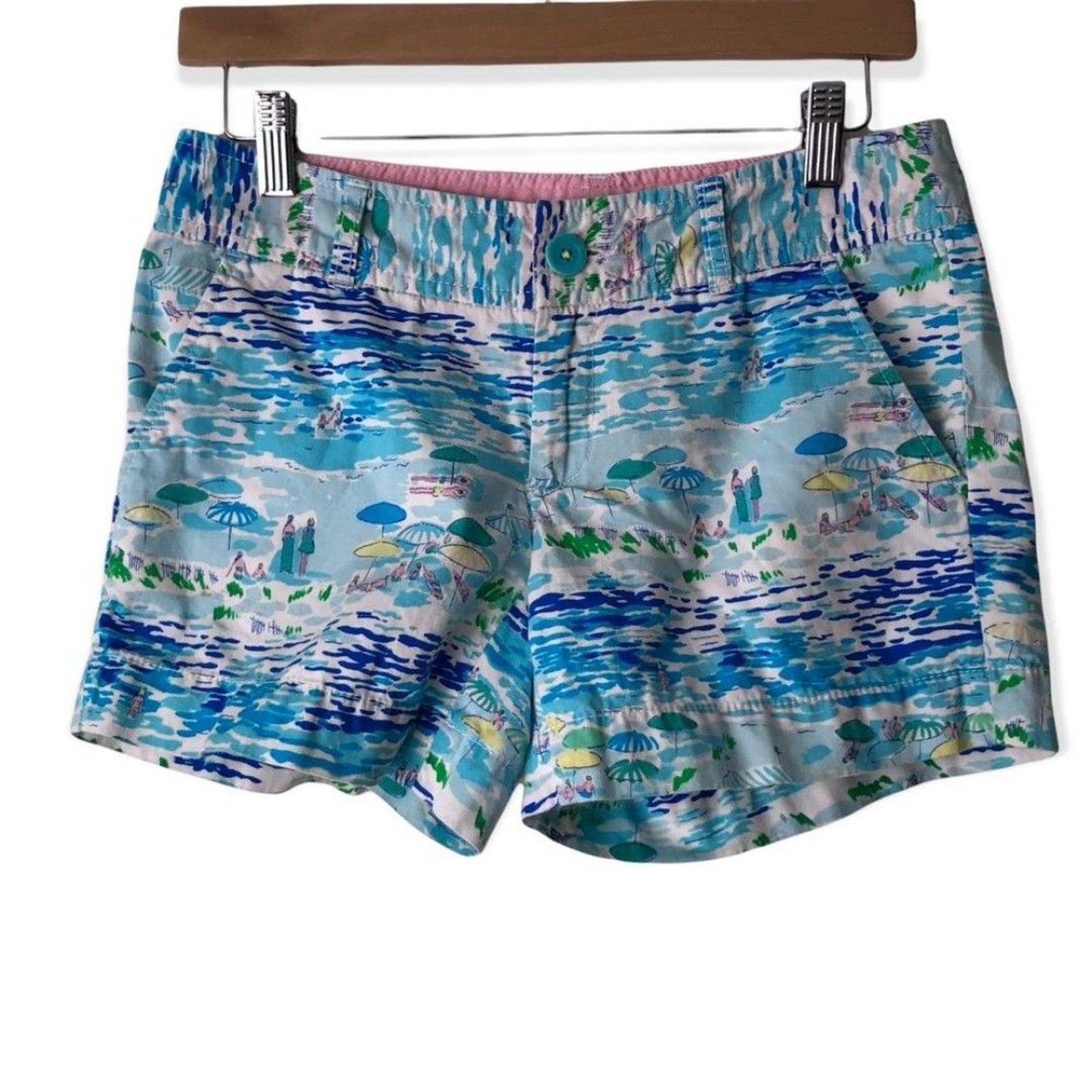 Lilly Pulitzer Women’s Beach Print Shorts Size 2 Island Scene