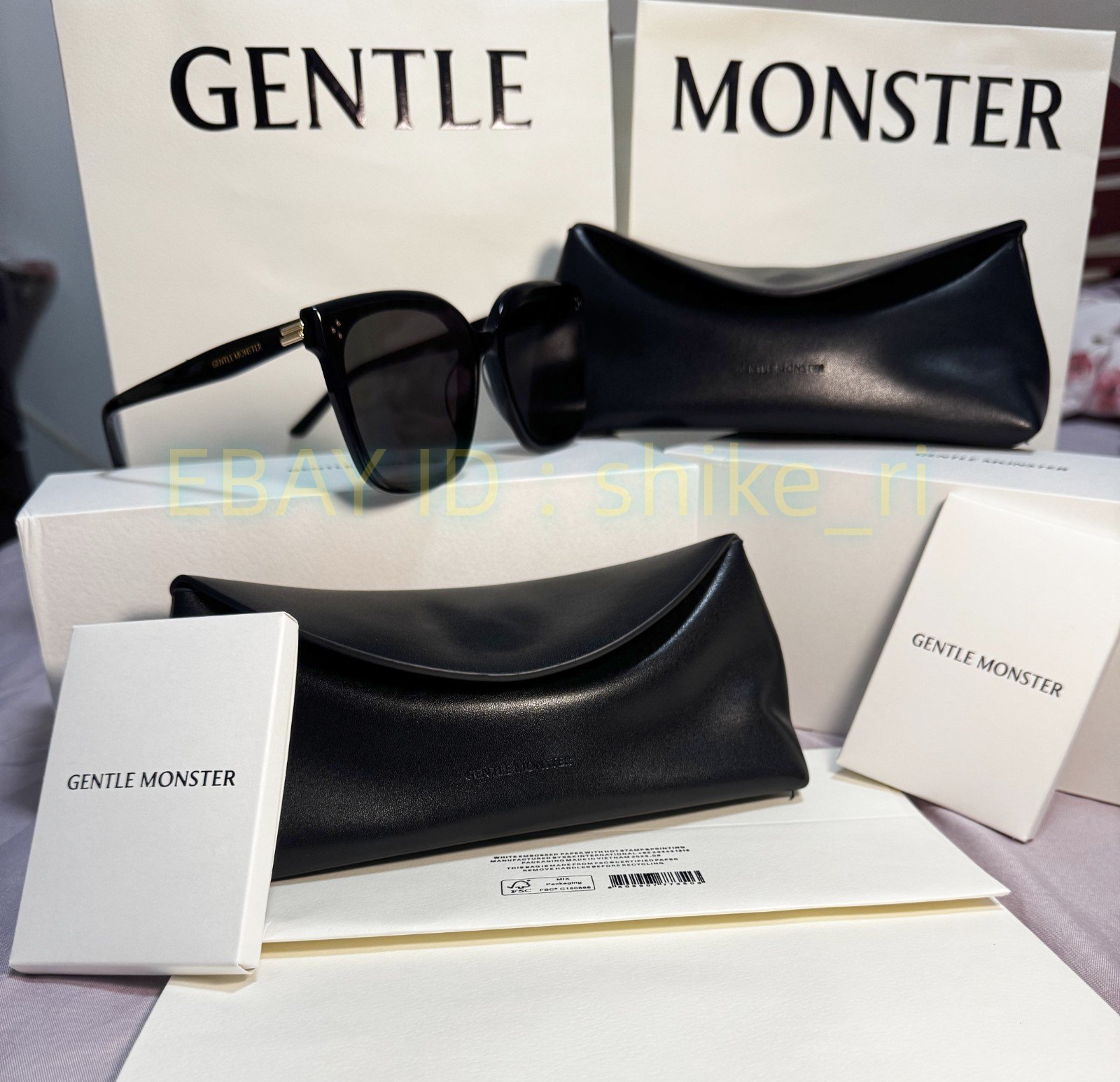 GentleMonster New Her 01 Unisex Sunglasses Oversized Black Frame Black Lenses
