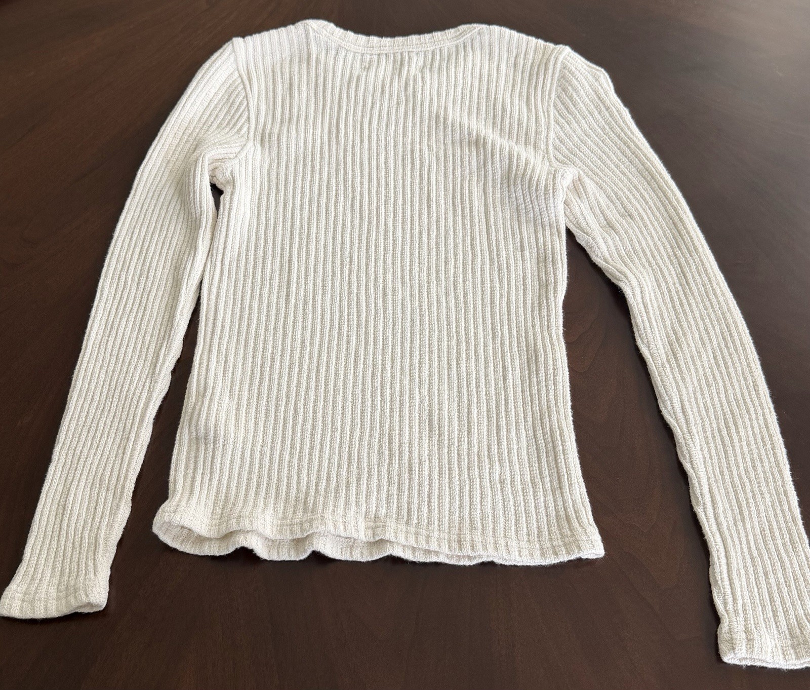 Everlane Ivory Rib-Knit Crew Neck Long Sleeve Pullover Sweater Women’s S