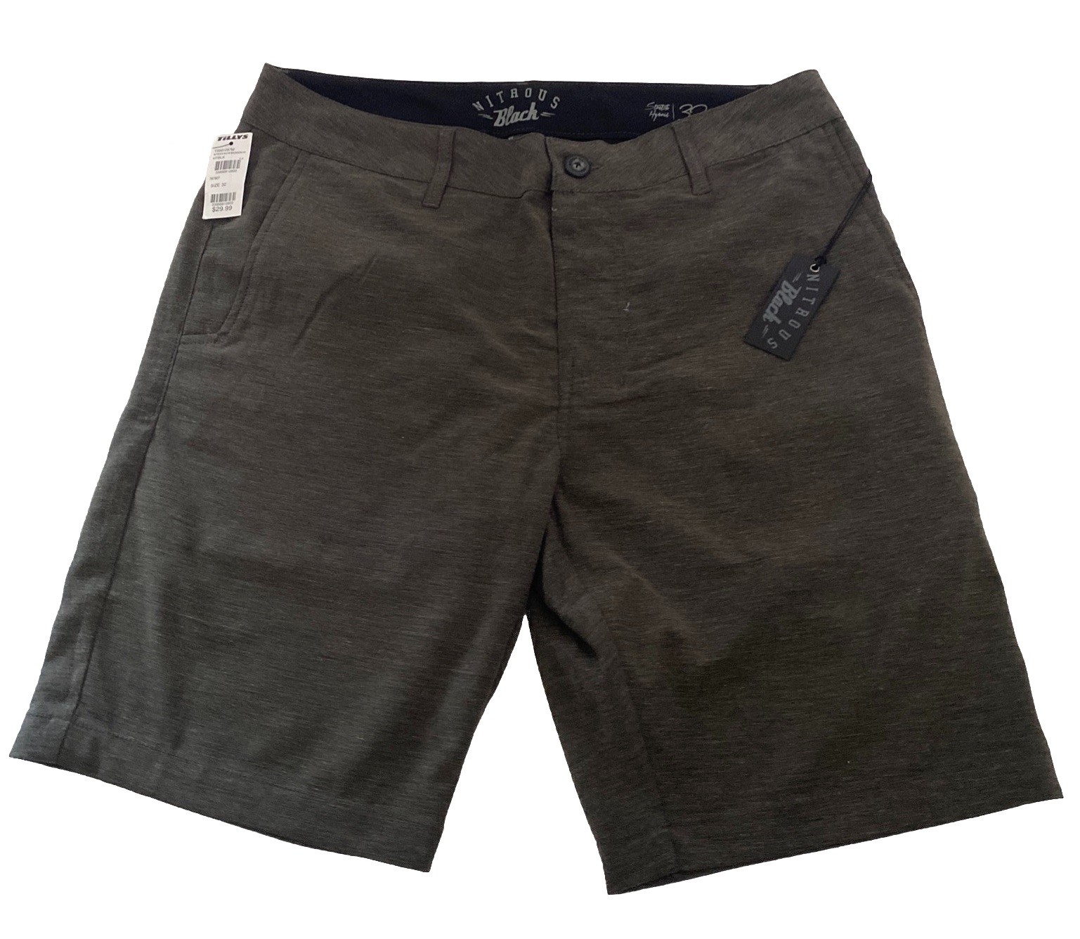 Tilly’s Nitrous Black Stretch Hybrid Shorts Charcoal Heather Grey Men $29.99