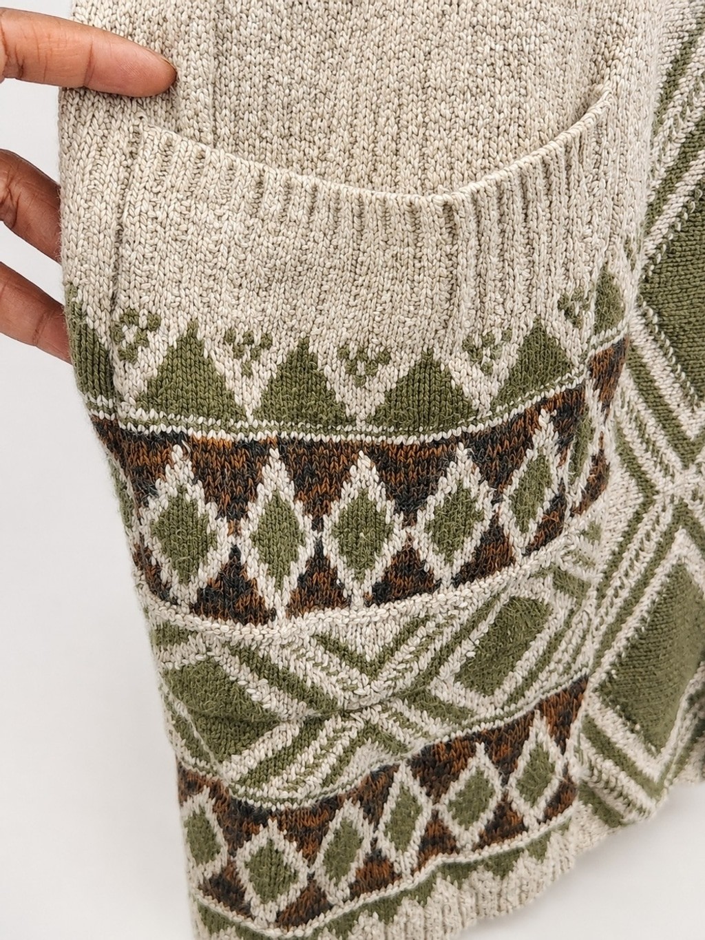 Lucky Brand Southwestern Geometric Long Cardigan Duster Sweater Large L