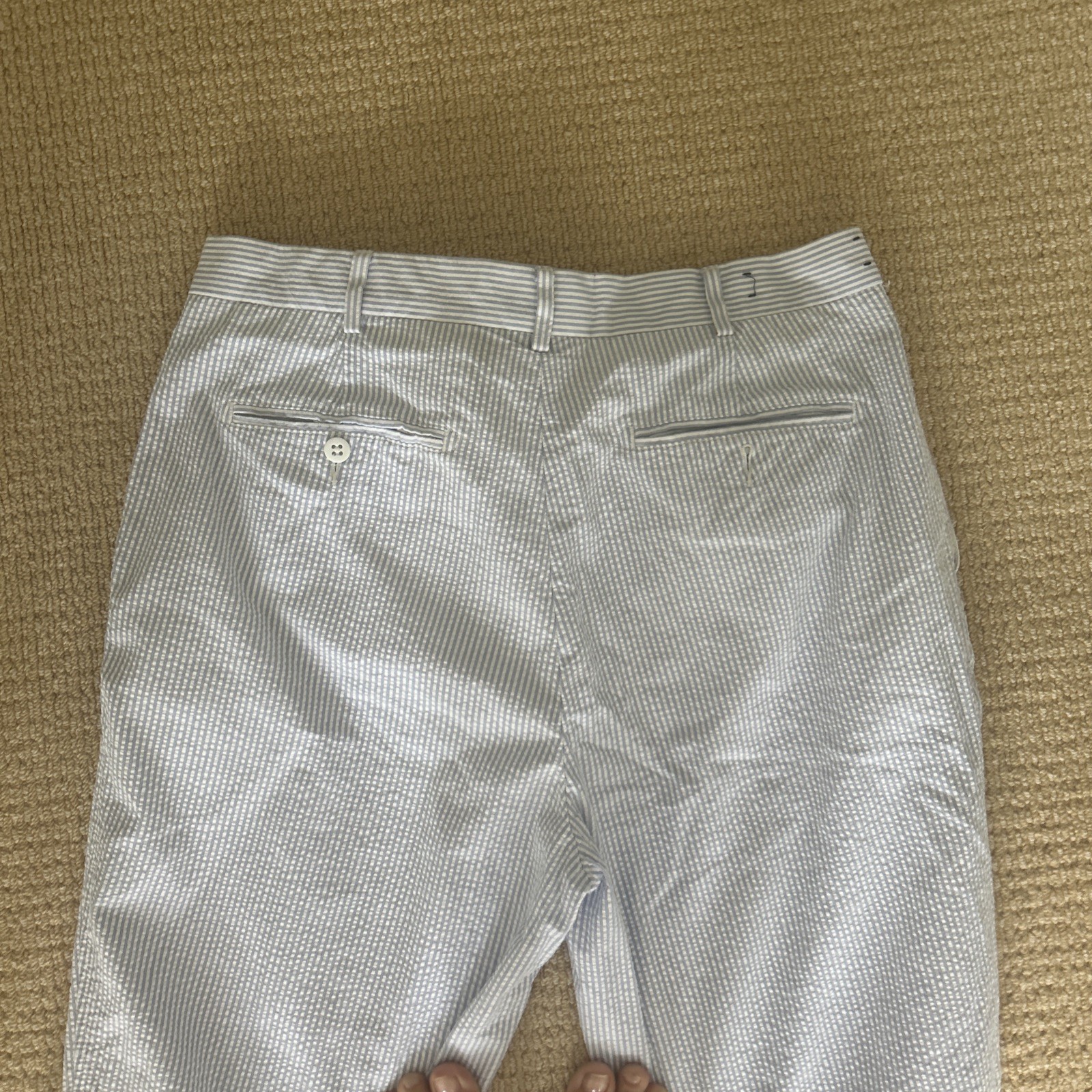 Daniel Cremieux Blue Label Seersucker Pants Men 34×32 Striped Flat Front Preppy
