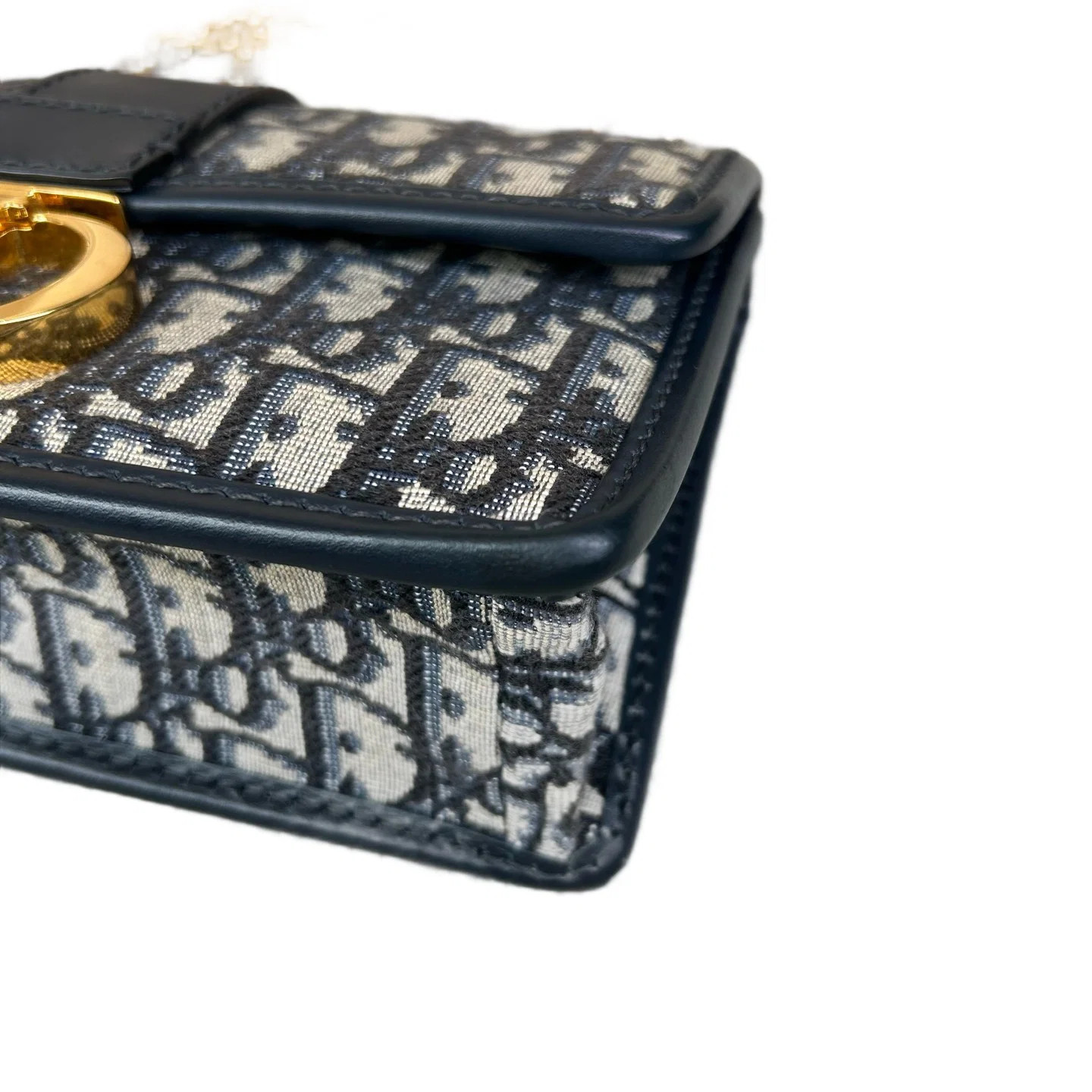 Dior 30 Montaigne Chain Flap Bag Small Black Beige Navy Oblique (dh072426c2r)