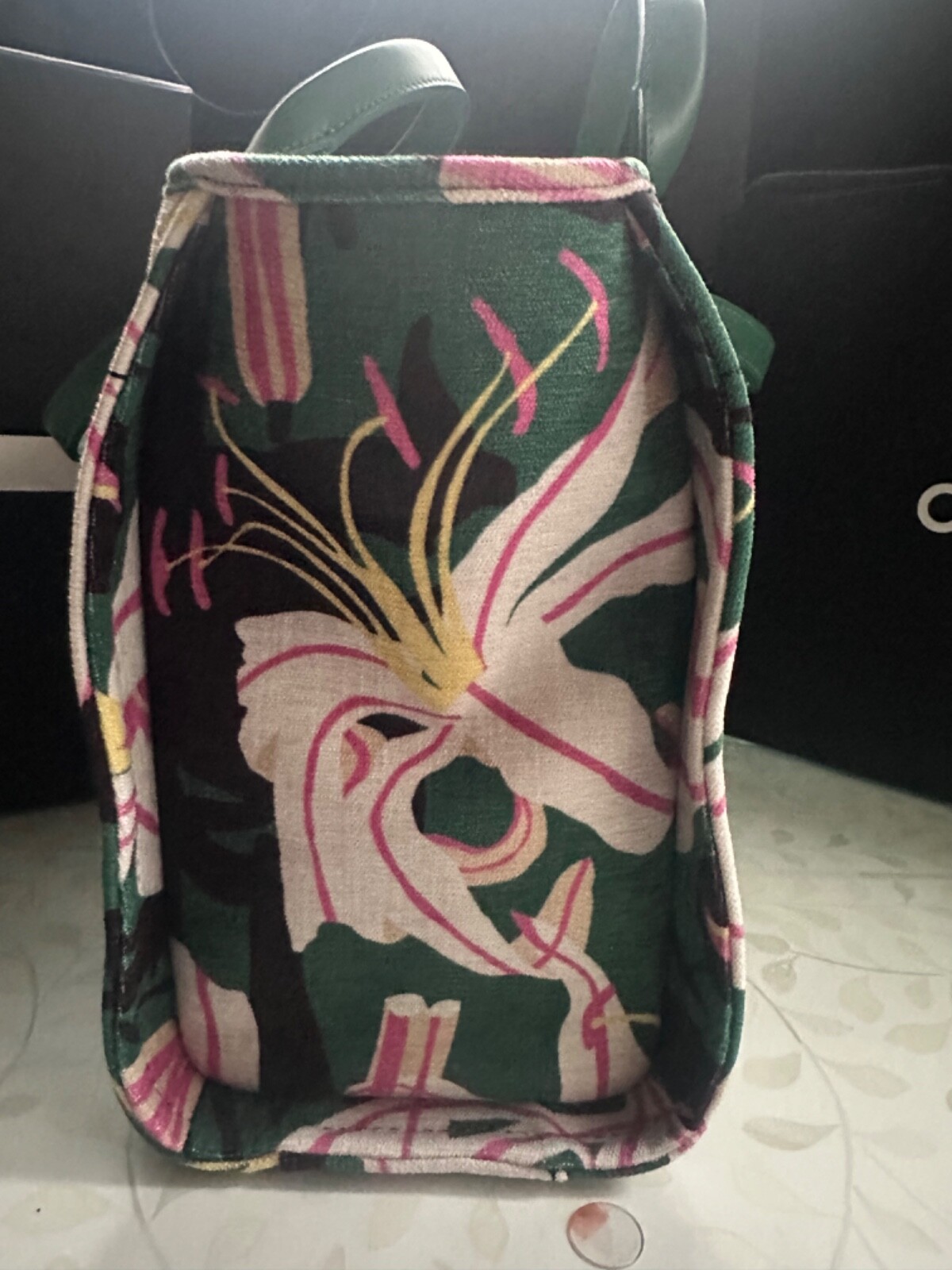 New 23A CHANEL LARGE Shopping Deauville Tote Pink Lilly Green Black + Pouch Bag