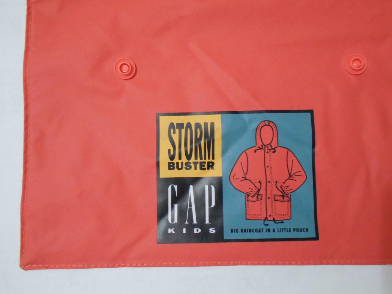 Vtg Gap Kids Storm Buster Raincoat & Pouch Peach/Orange L/XL