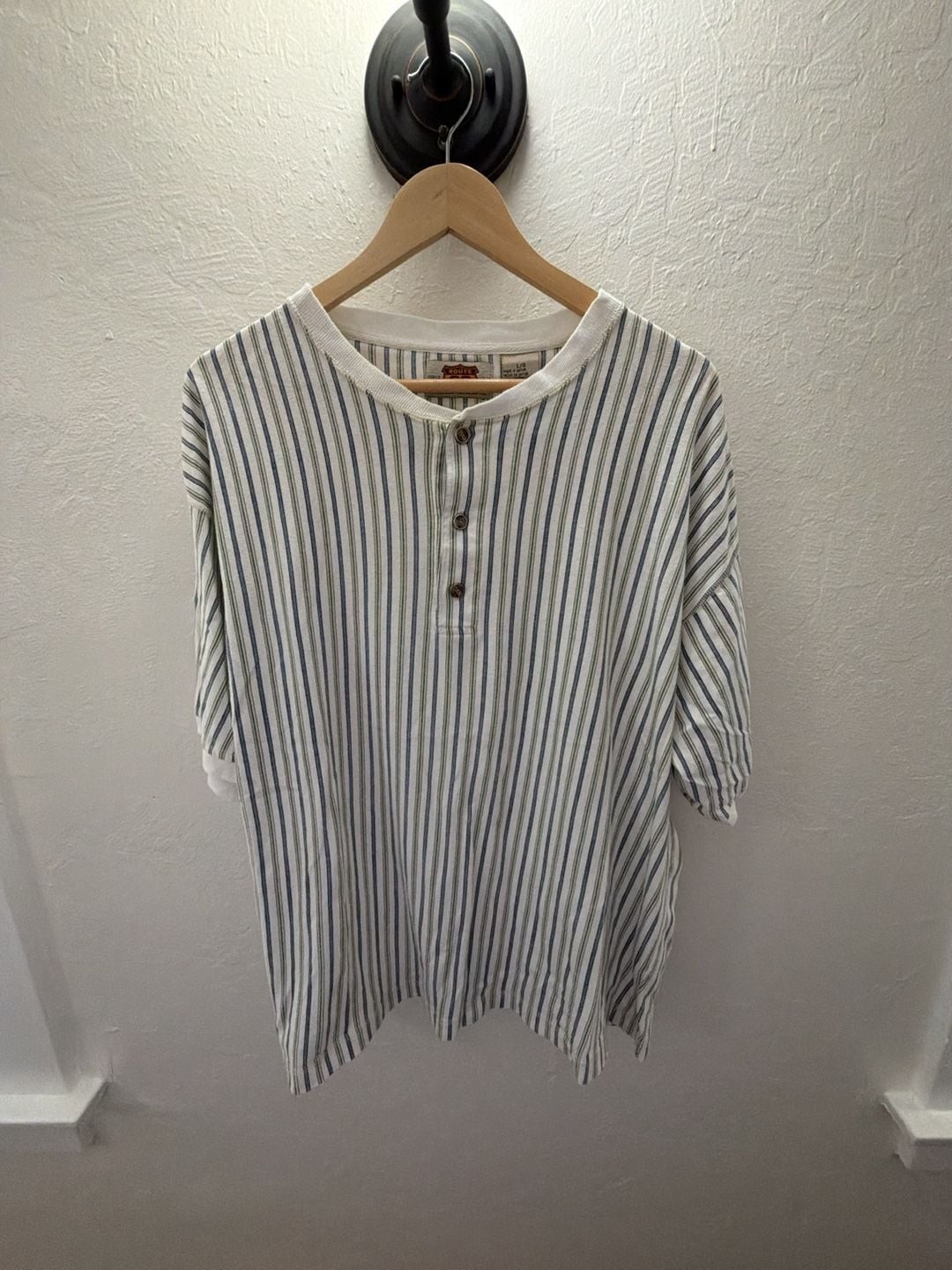 Route 66 Original Clothing Co. Vintage Striped Short Sleeve Henley T-Shirt
