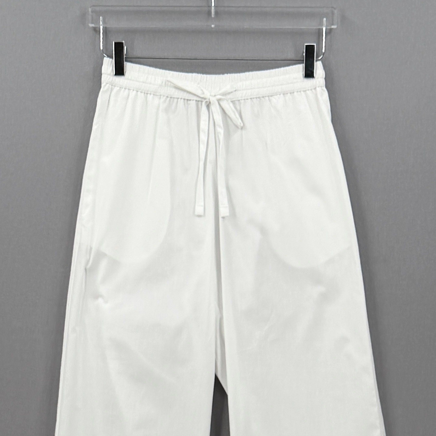 ENZA COSTA Poplin Resort Pant Womens XS White Cotton Wide Leg Drawstring NEW