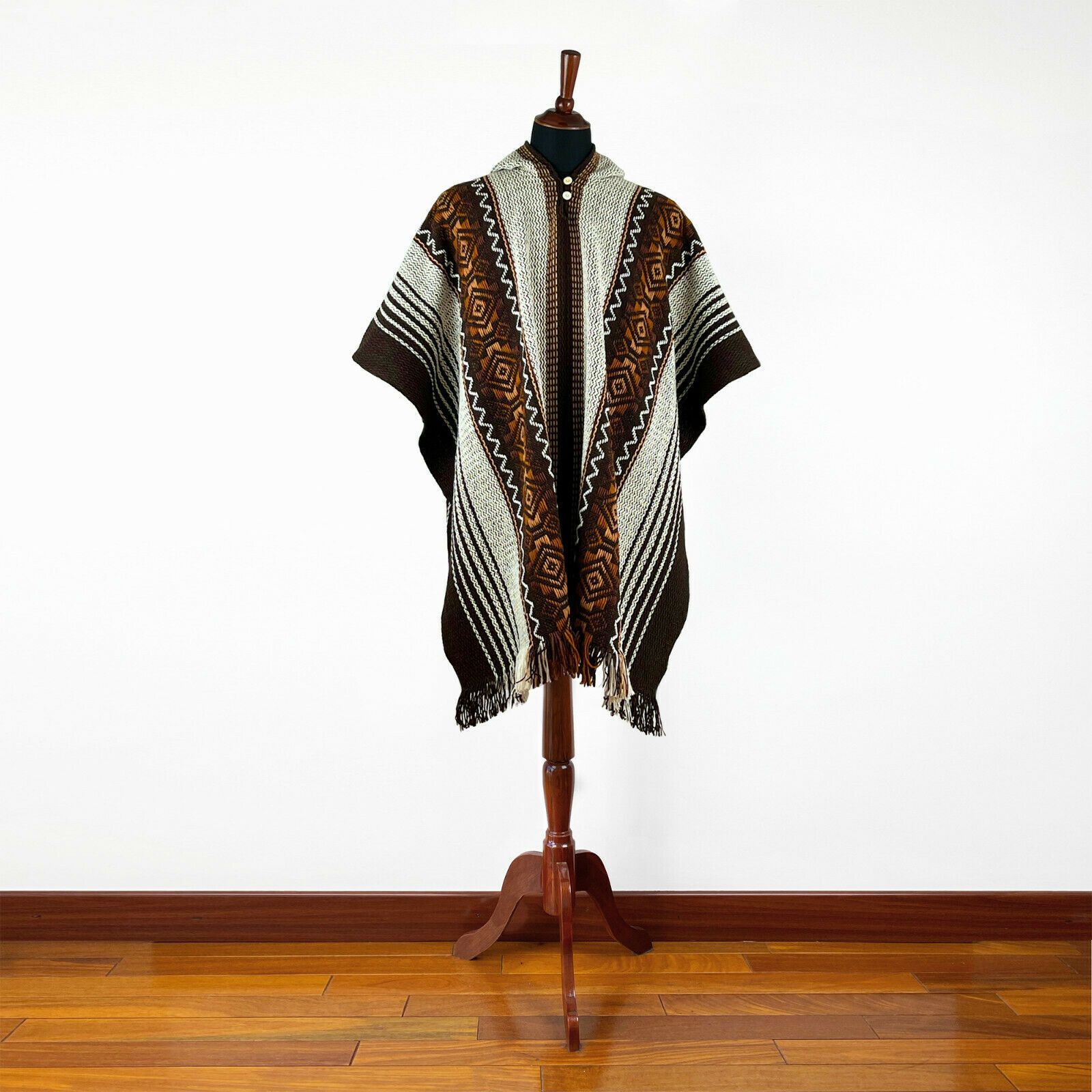 LLAMA WOOL MENS UNISEX SOUTH AMERICAN HANDWOVEN PONCHO CAPE COAT JACKET CLOAK