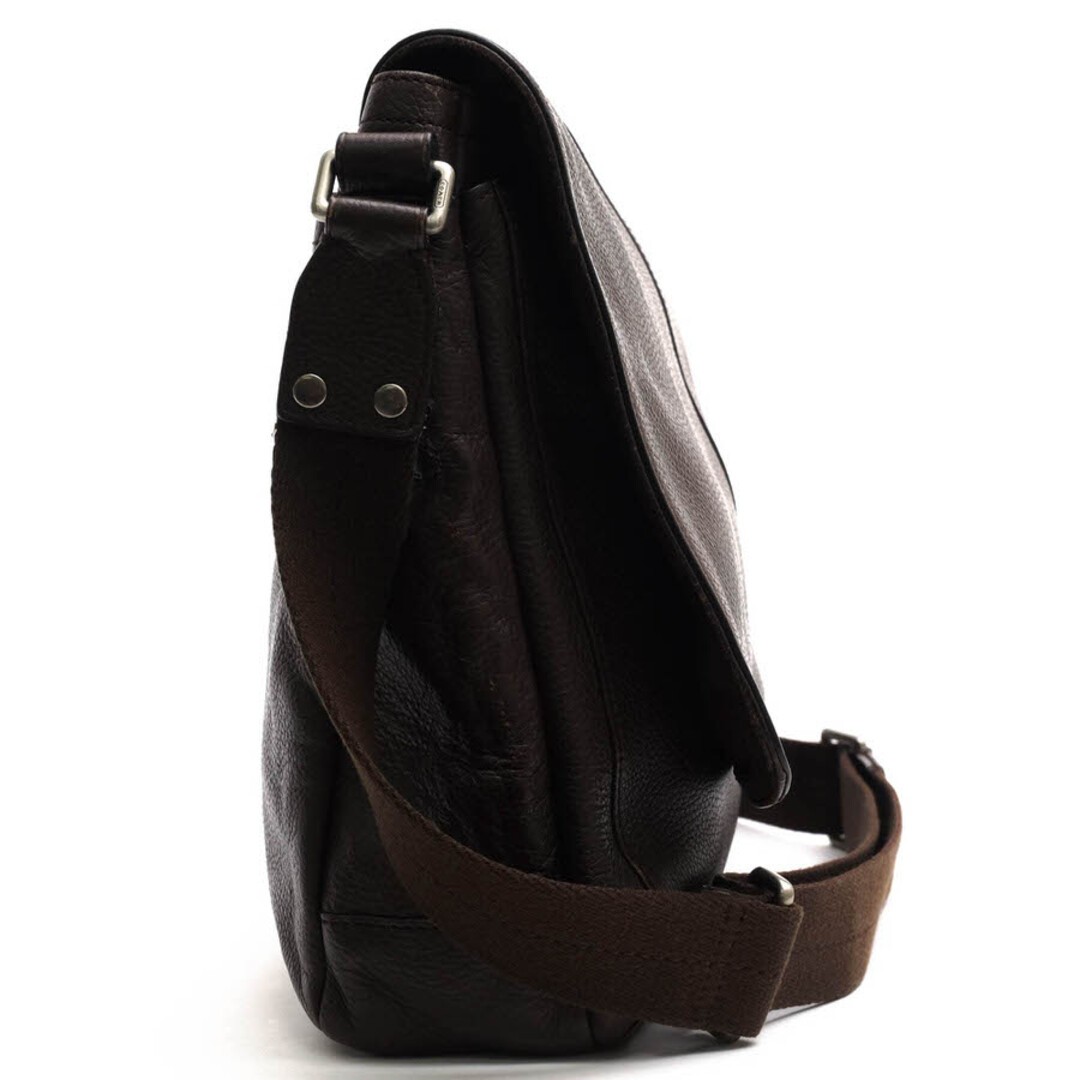 COACH shoulder bag for men leather dark brown F70423 CAMDEN pebbled leather mes