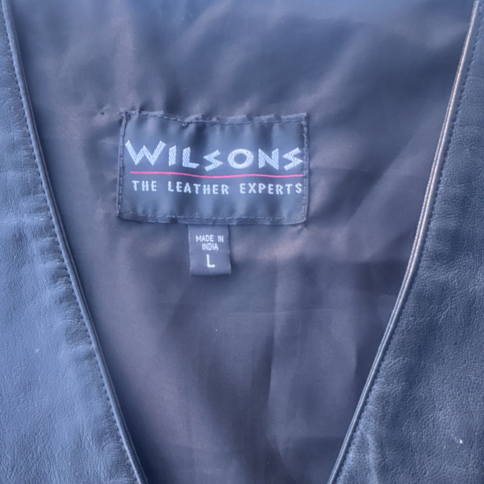 Wilsons Men’s Black Leather Vest L Regular Button Closure Pockets Solid