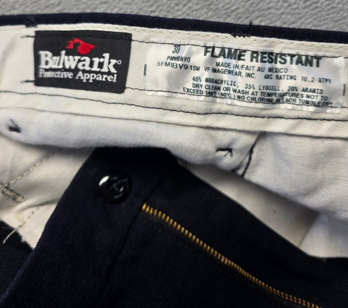 Bulwark FR Flame Resistant Work Pants Navy Blue 38×30 Arc Rating 10.2