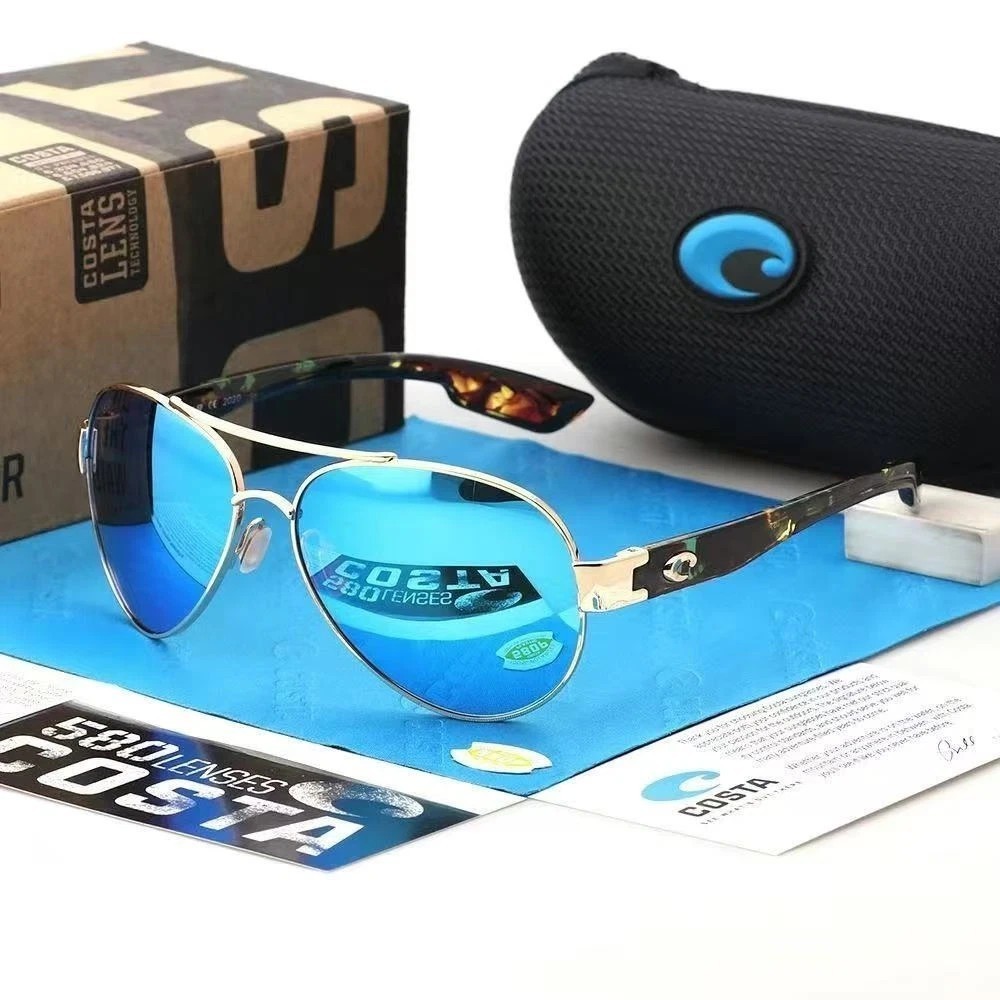 Costa Del Mar South Point Gold Frame Blue Mirror Polarized 580P Sunglasses