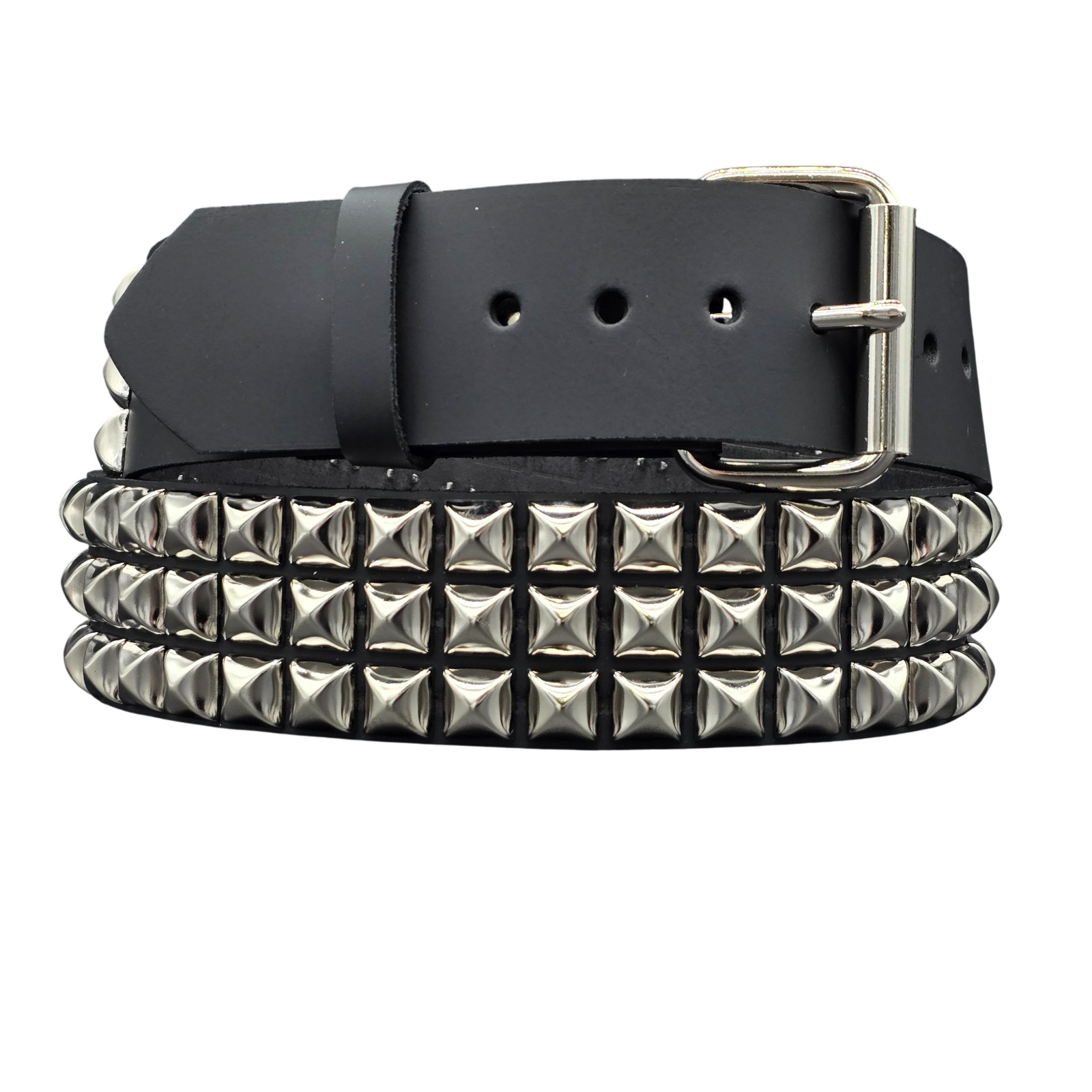 Funk Plus USA Three Row Pyramid Stud Belt Leather Funk Logo Punk Goth Rock