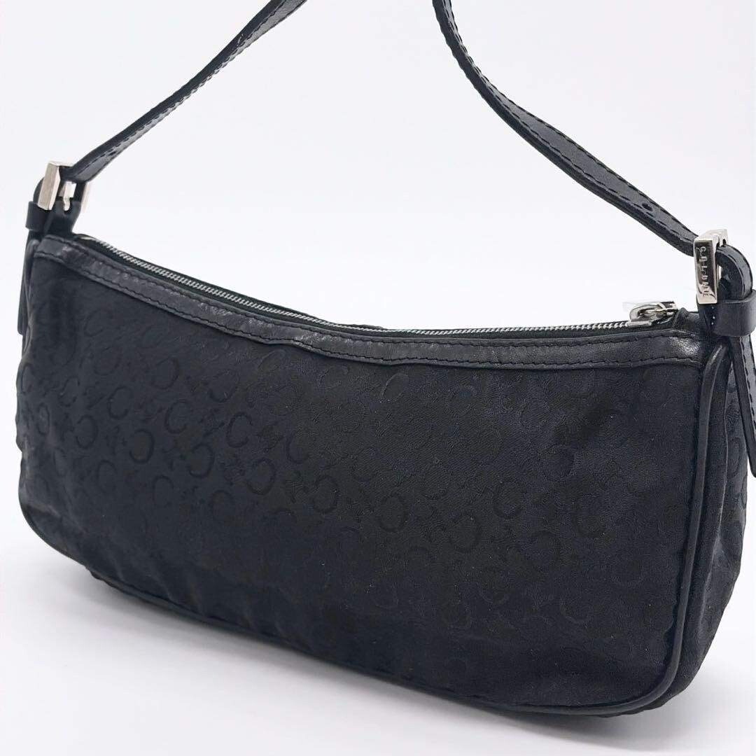 CELINE Shoulder Bag Pouch Pochette C Macadam Black Vintage Authentic From Japan