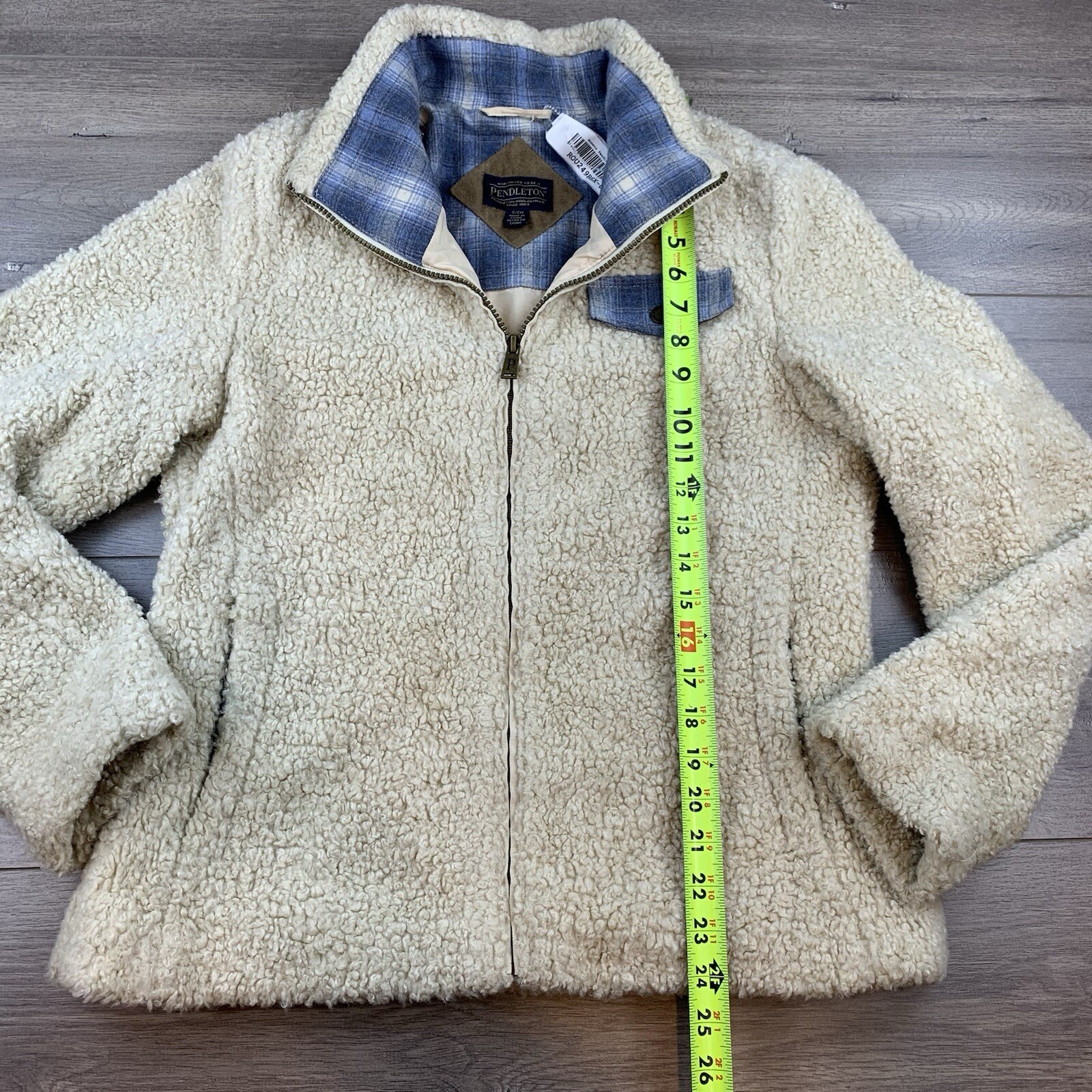 NWT Pendleton Full Zip Sherpa Jacket Women’s Small Beige Fleece Deep Pile Teddy