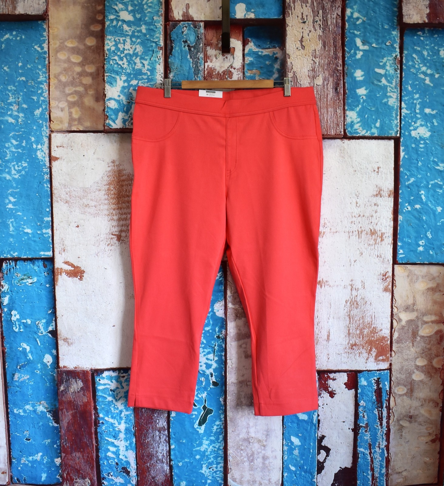 Women’s Time And Tru Jegging Capri Fitted Stretch Pants XXXLARGE Orange NEW