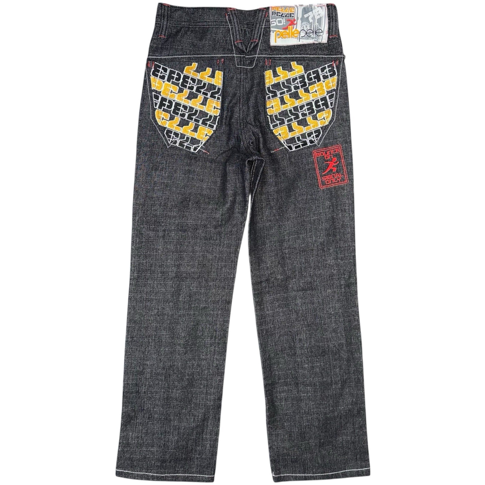 VTG Pelle Pelle Jeans Sz 10 Embroidered Hip Hop Skater Grunge Y2K 90s Streetwear